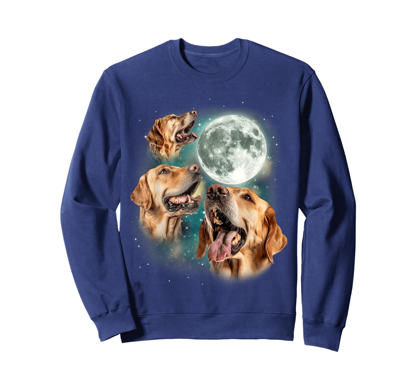 Three Golden Retriever Moon | Funny Dog Lover Canine Meme Men Women T-Shirt