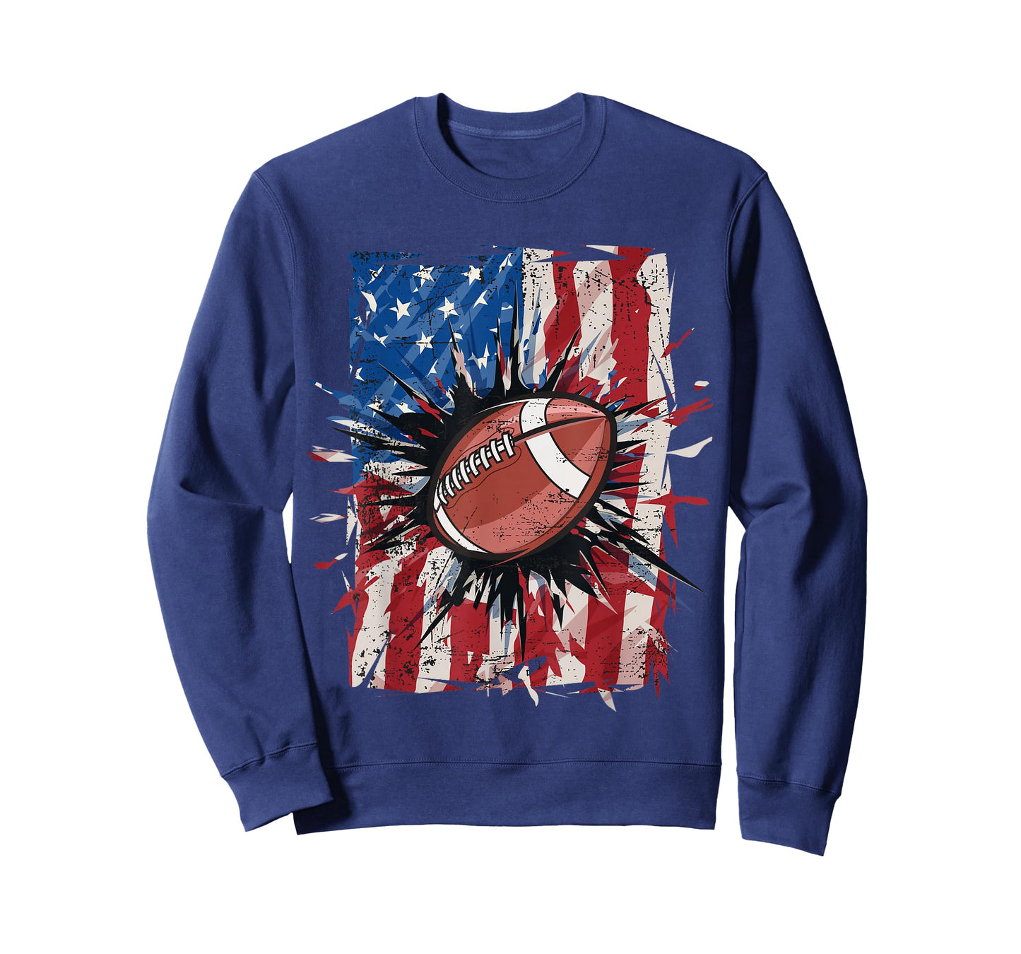 Patriotic Football 4th of July Men USA American Flag Boys T-Shirt Small