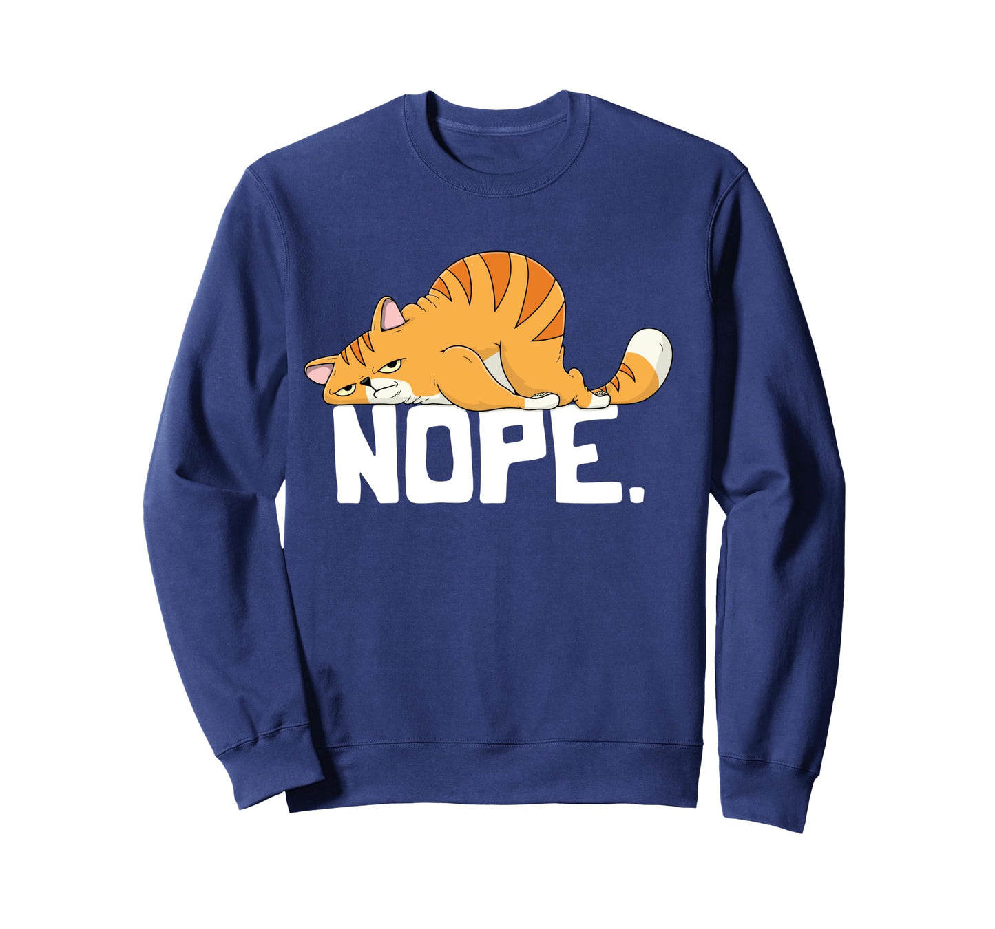 Grapheino Co. Funny Nope Cat Apparel & Gifts Unisex-Adult Cat Lovers Lazy Cat Long Sleeve T-Shirt