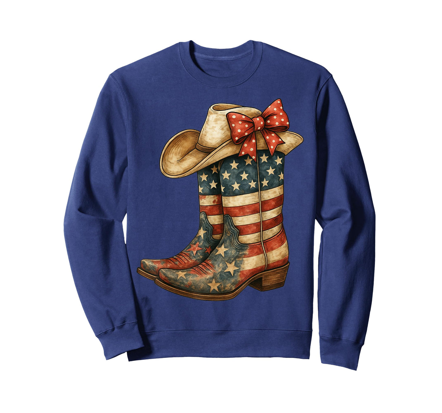Retro Western Cowboy Boots Cowgirl American Flag 4th of July T-Shirt