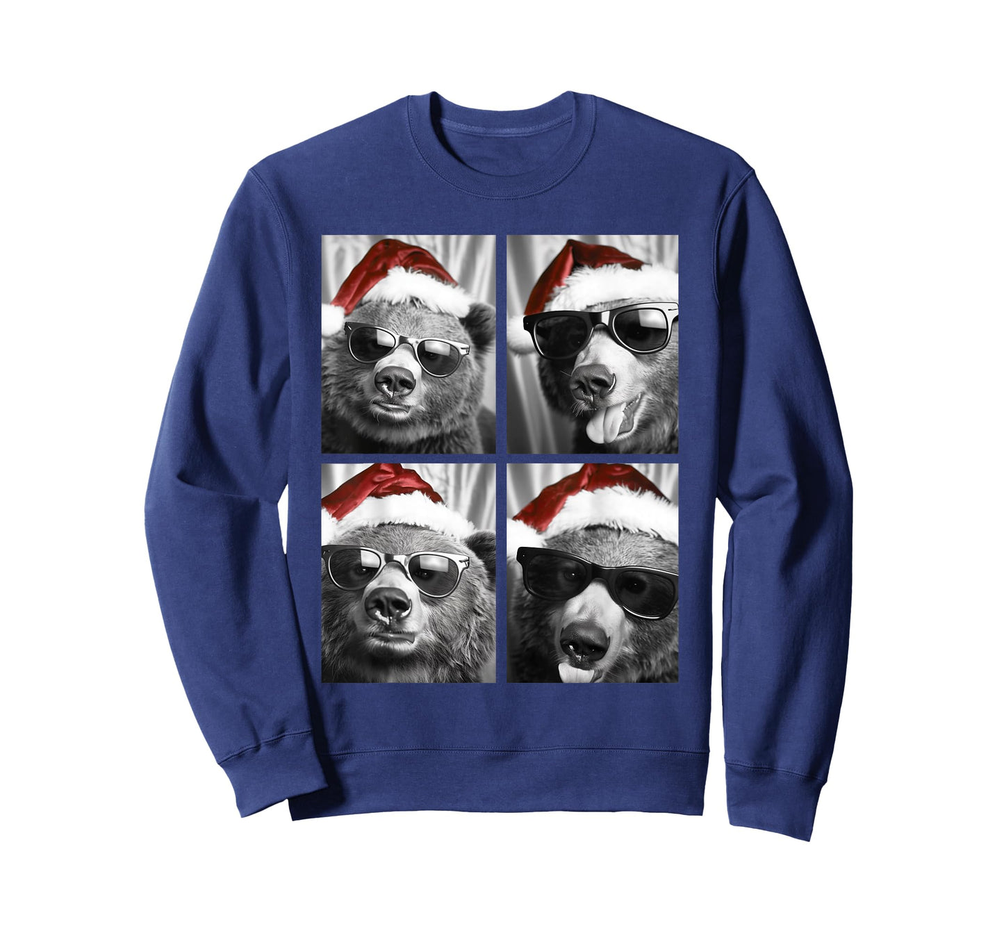 Funny Christmas Bears with Sunglasses Santa Hat Festive Meme T-Shirt