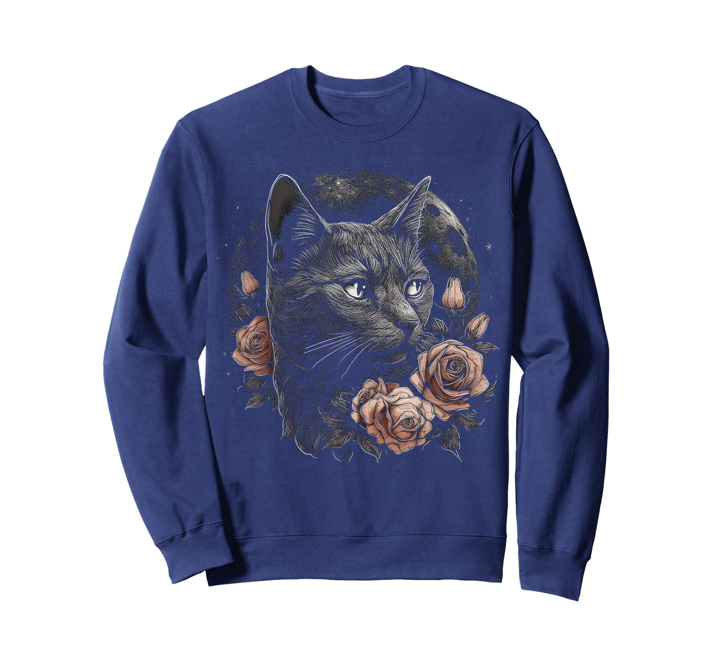 Cat Flower Moon Artwork | Animal Motif Cat T-Shirt