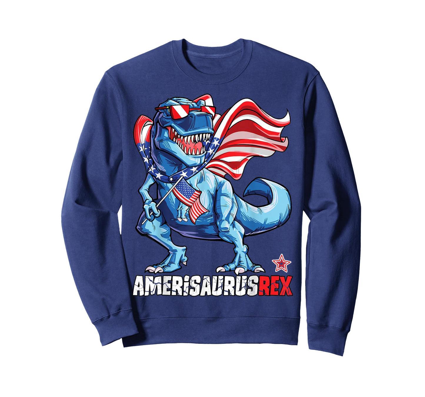 Dinosaur 4th of July Boys Girls Men Amerisaurus T Rex Funny T-Shirt Small