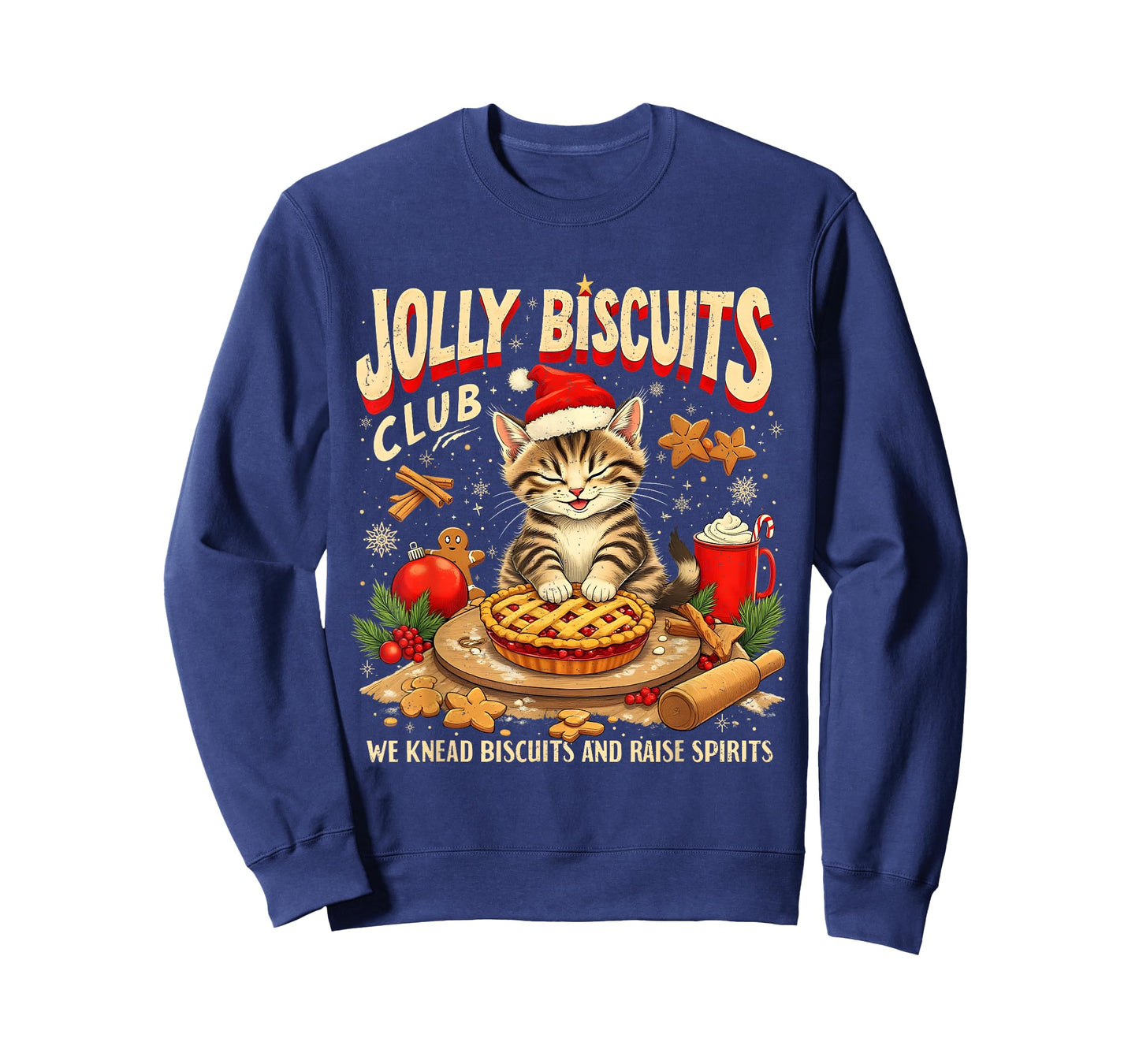 Christmas Jolly Biscuits Club Cute Cat Lovers Baking Squad T-Shirt