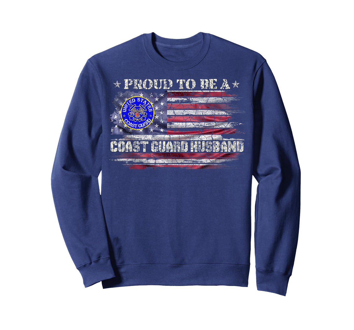 Vintage USA American Flag Proud To Be A Coast Guard Husband T-Shirt