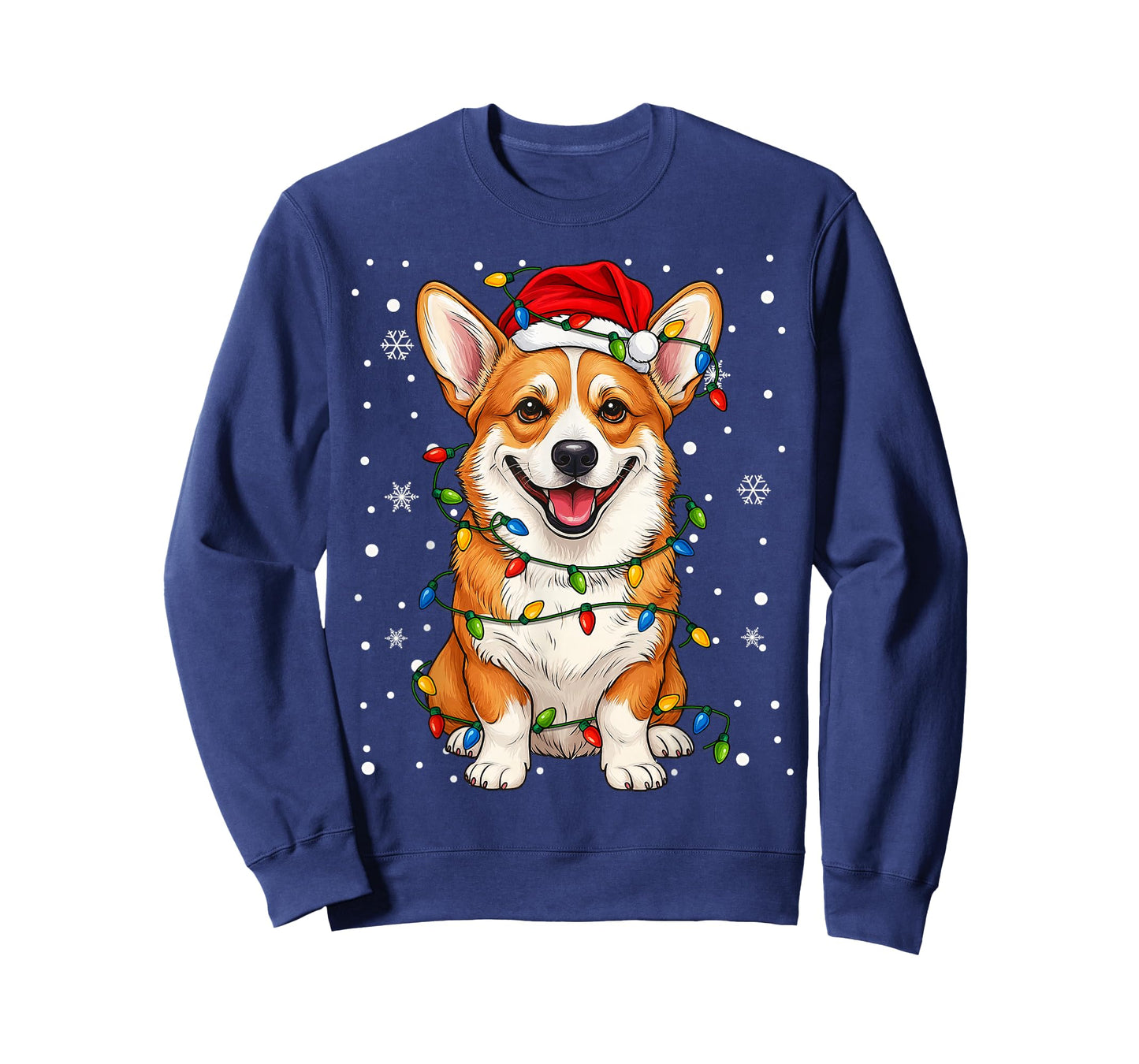 Corgi Santa Christmas Tree Lights Xmas Pajama Men Women Kids T-Shirt