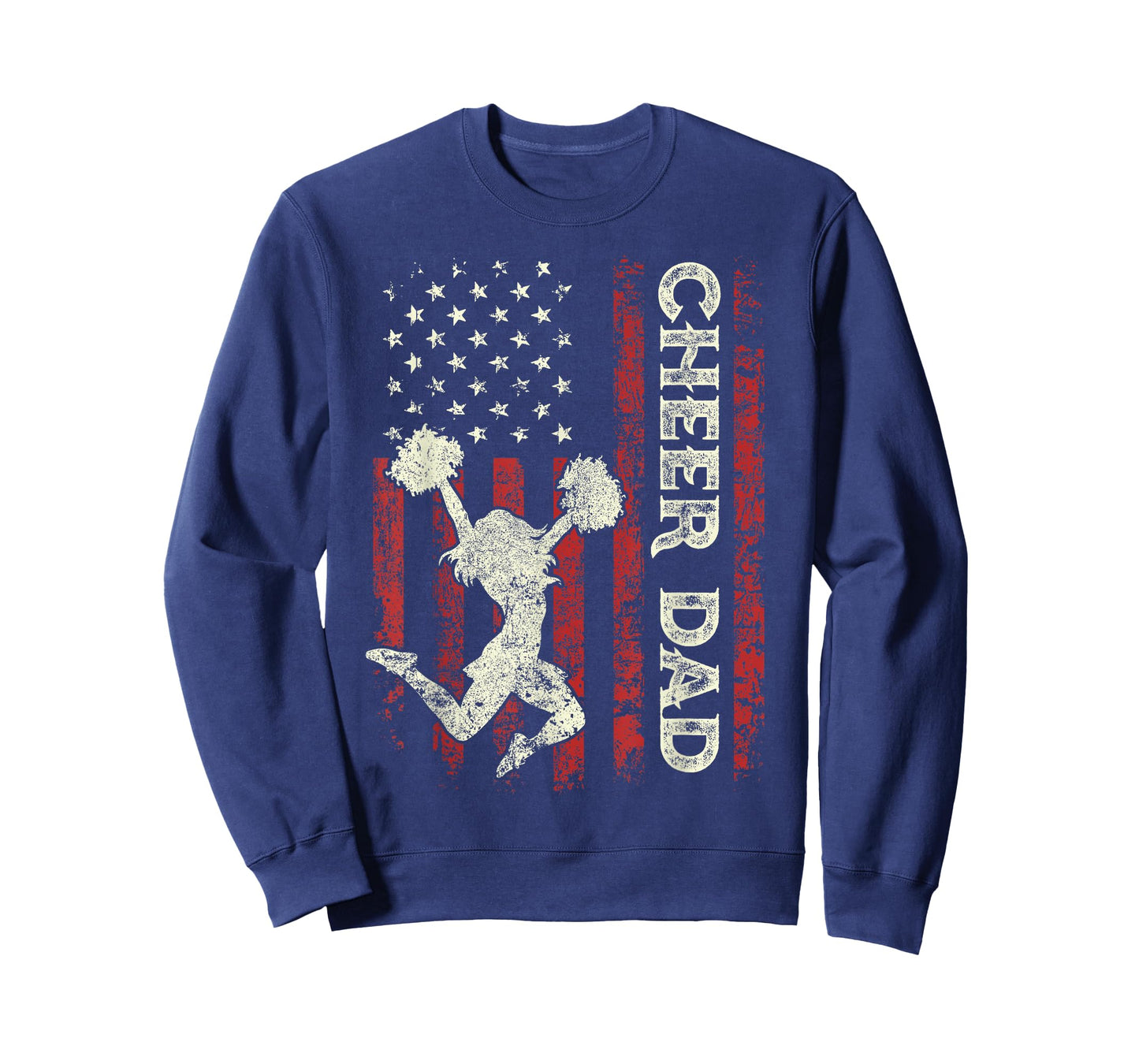 Cheer Dad US Flag Dad Men Patriotic Cheerleader Fathers Day T-Shirt