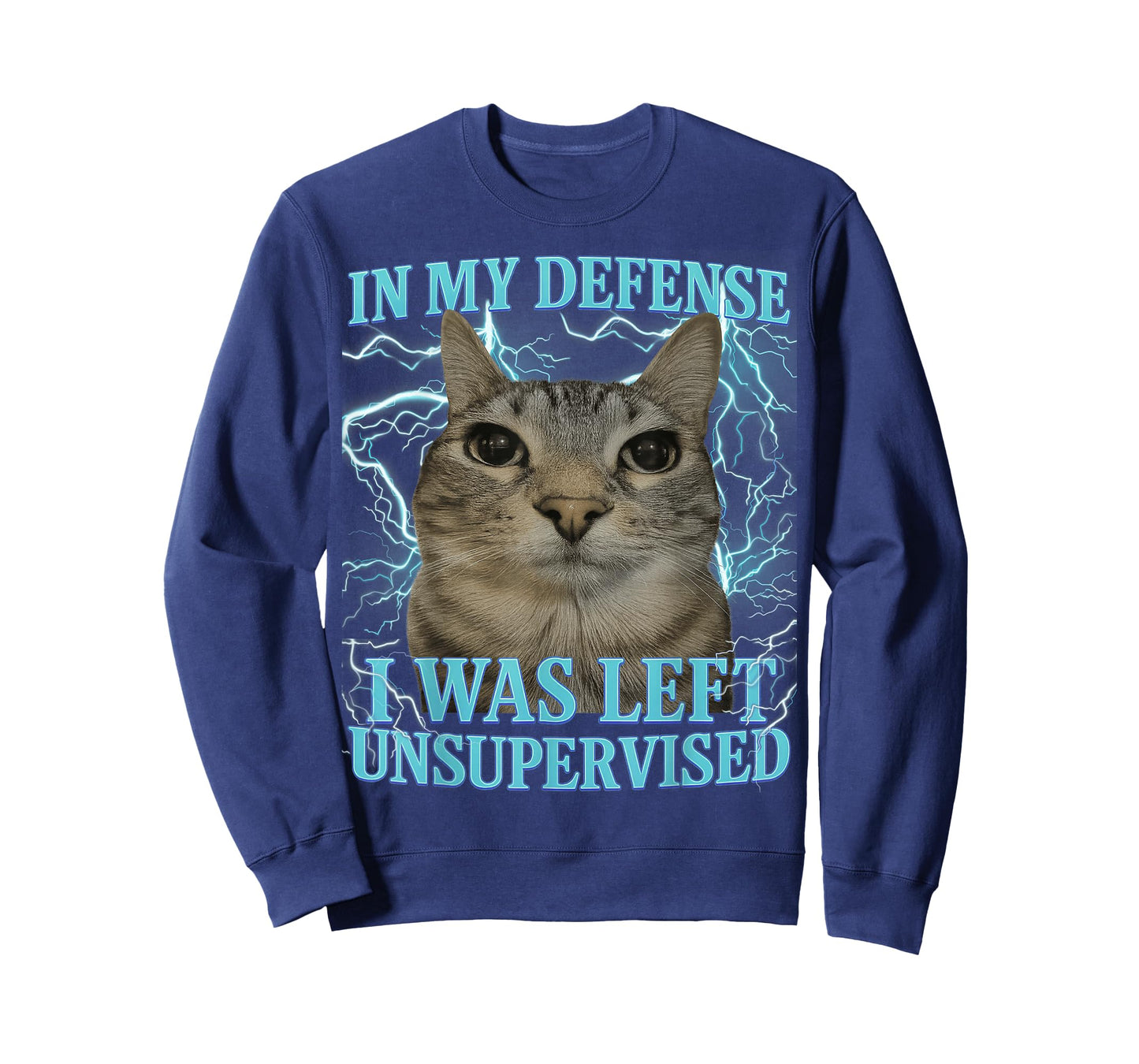 in My Defense I was Left Unsupervised Cat Meme Funny Men T-Shirt
