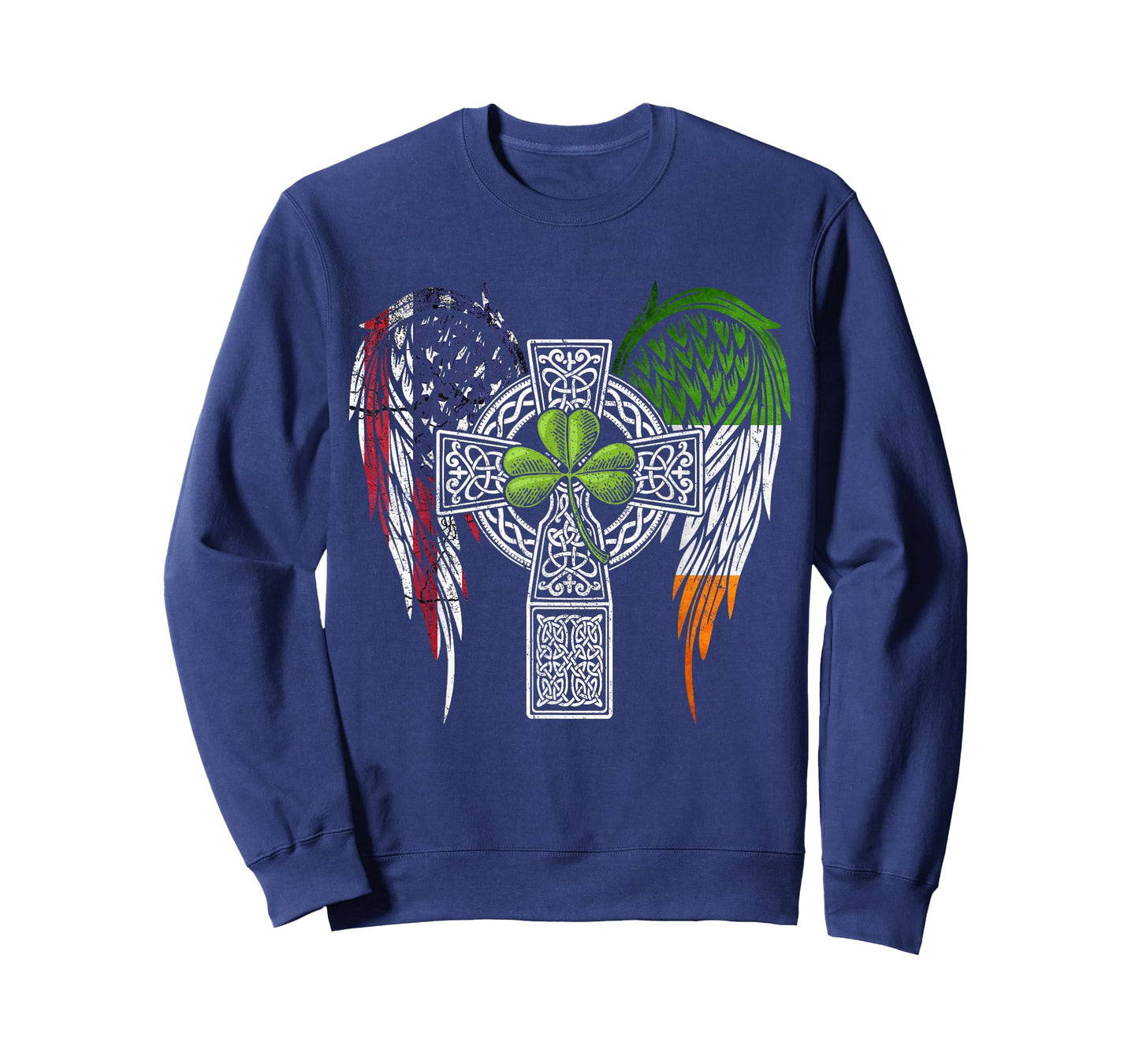 USA Flag Celtic Cross Irish American St Patrick's Day T-Shirt