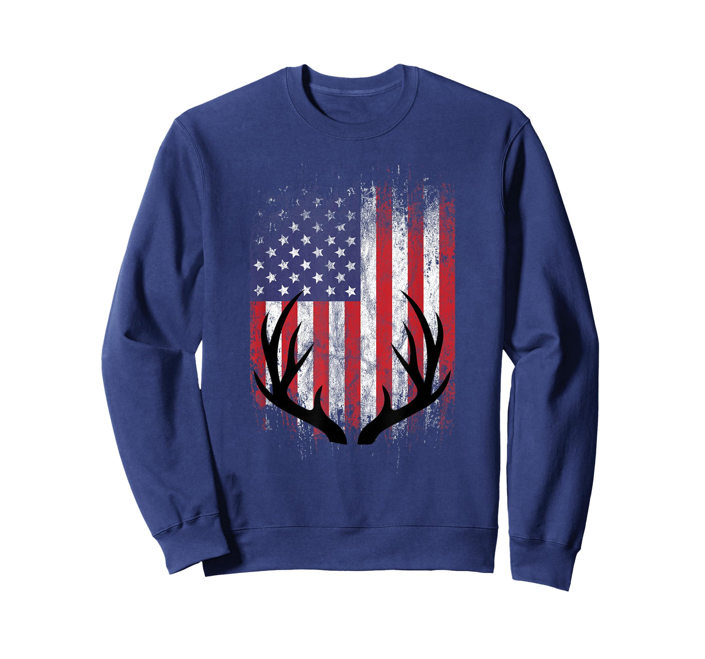 Deer Hunting American Flag Whitetail Buck Antlers Short Sleeve T-Shirt