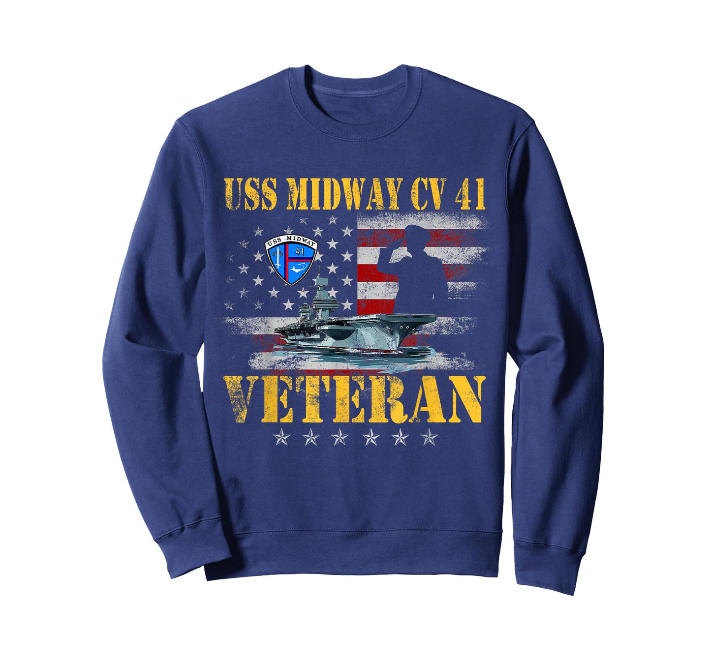 USS Midway CV 41 Aircraft Carrier Veteran US Flag Patriotic T-Shirt