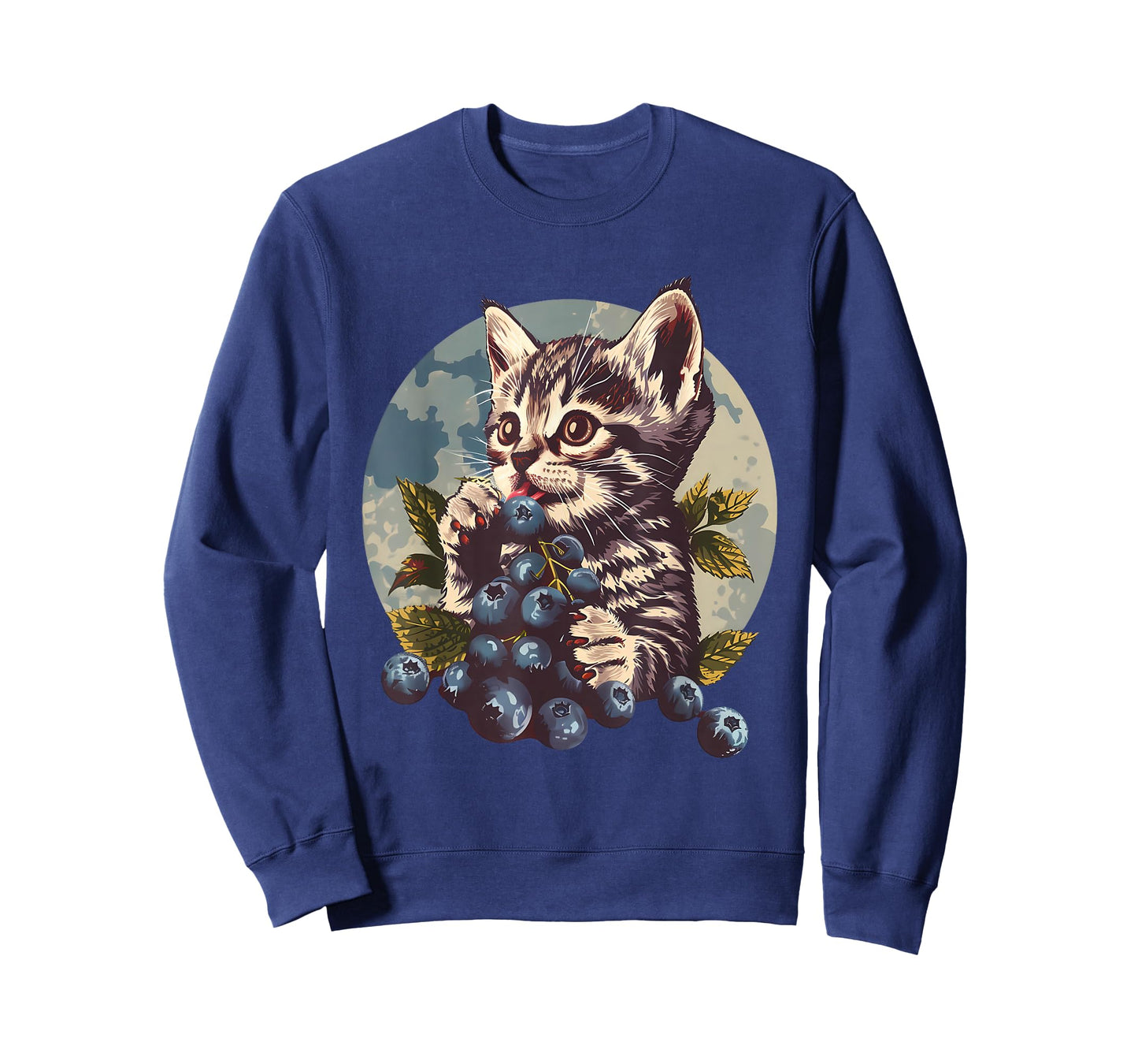 Blueberry Cat Blueberries Portrait Watercolor Animal Art T-Shirt