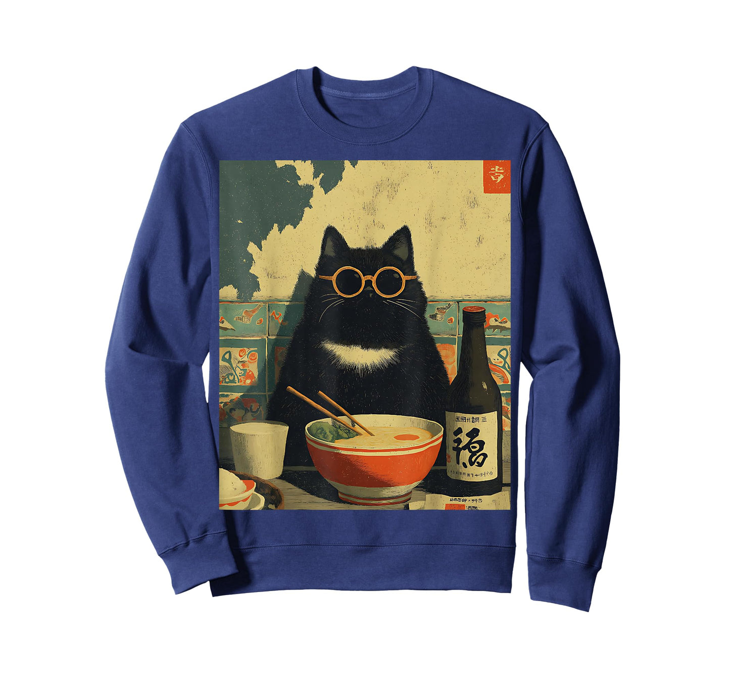 Vintage Japanese Cat Ramen Cat Dad Retro Funny Graphic Women T-Shirt