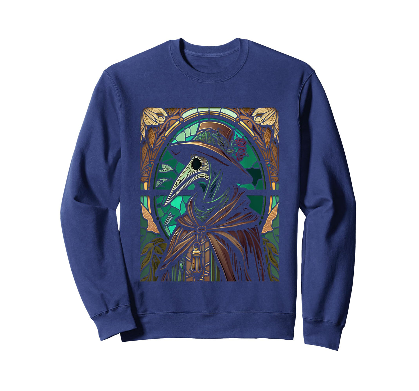 Colorful Stained Glass Holy Plague Doctor Cool Cathedral Art T-Shirt