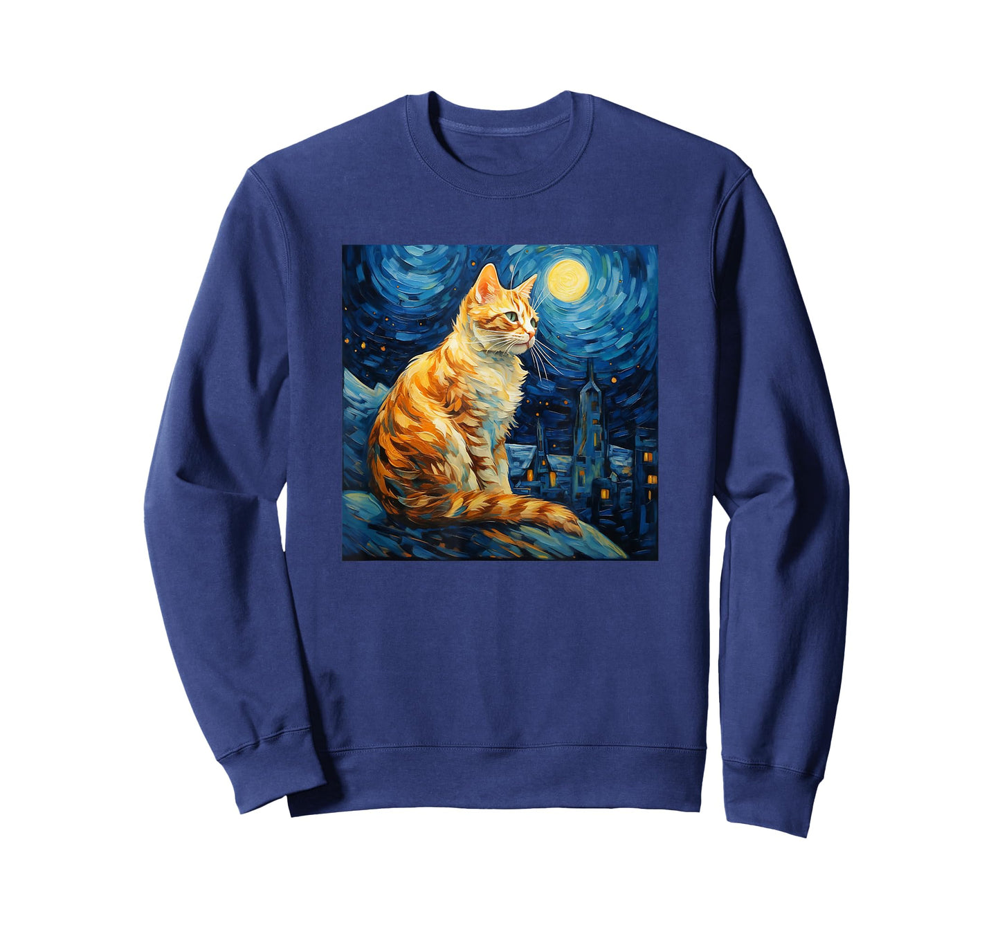 Cat Starry Night lover art Painting kitty kitten Van Gogh T-Shirt