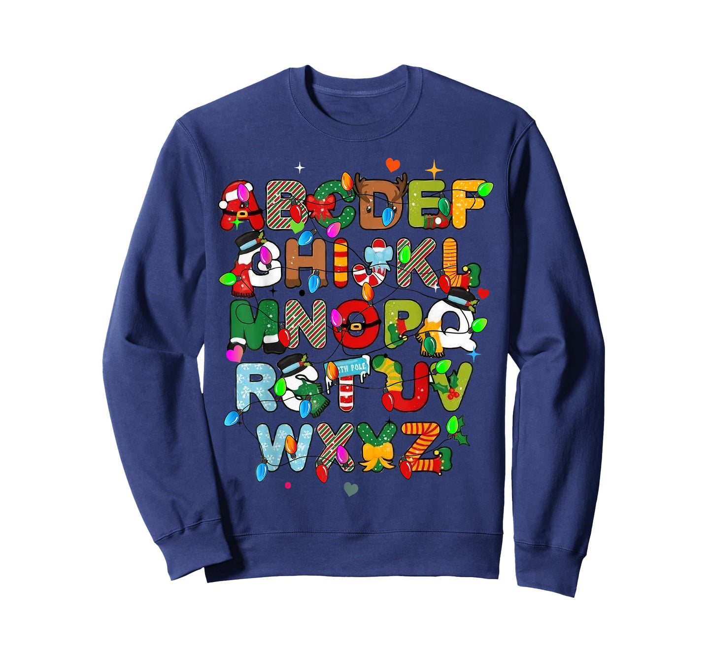 ABCs Learning Kindergarten Teacher Christmas Lights Alphabet T-Shirt for Men Women Kids