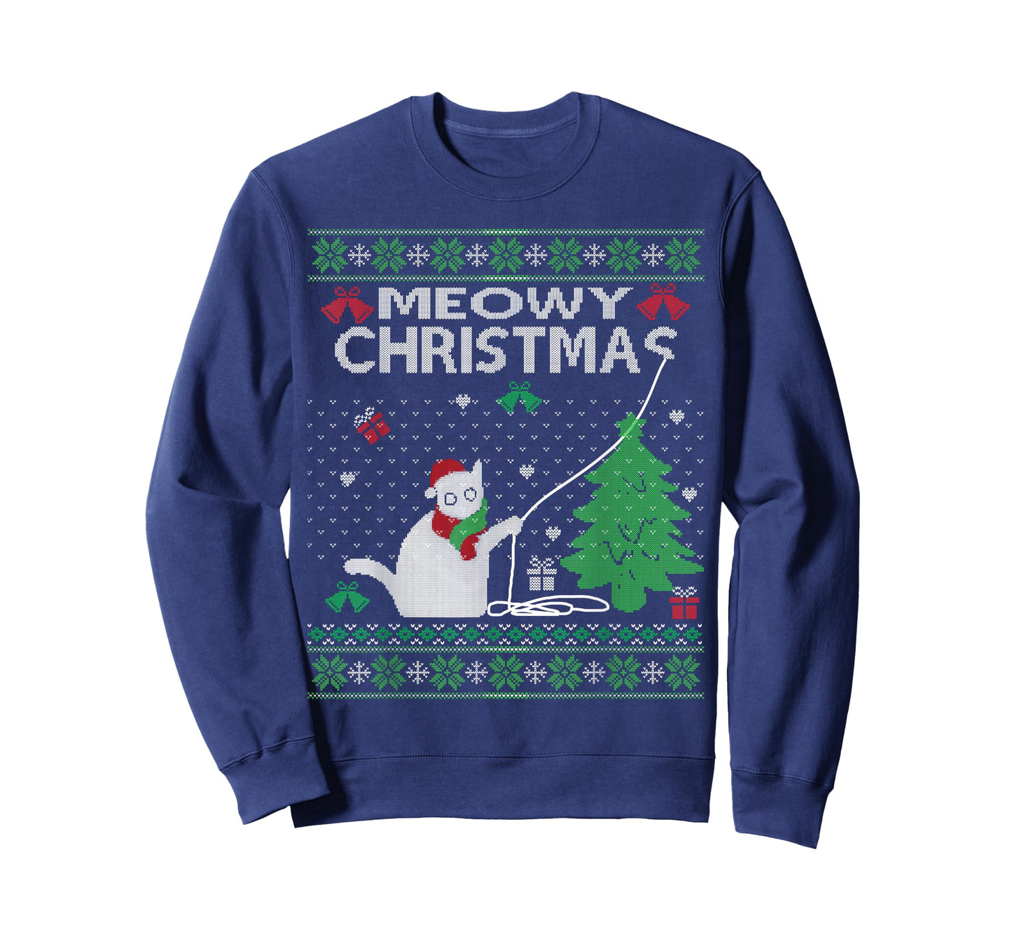Funny Meowy Christmas Cats Xmas Cute Cat Lover Ugly Sweater T-Shirt
