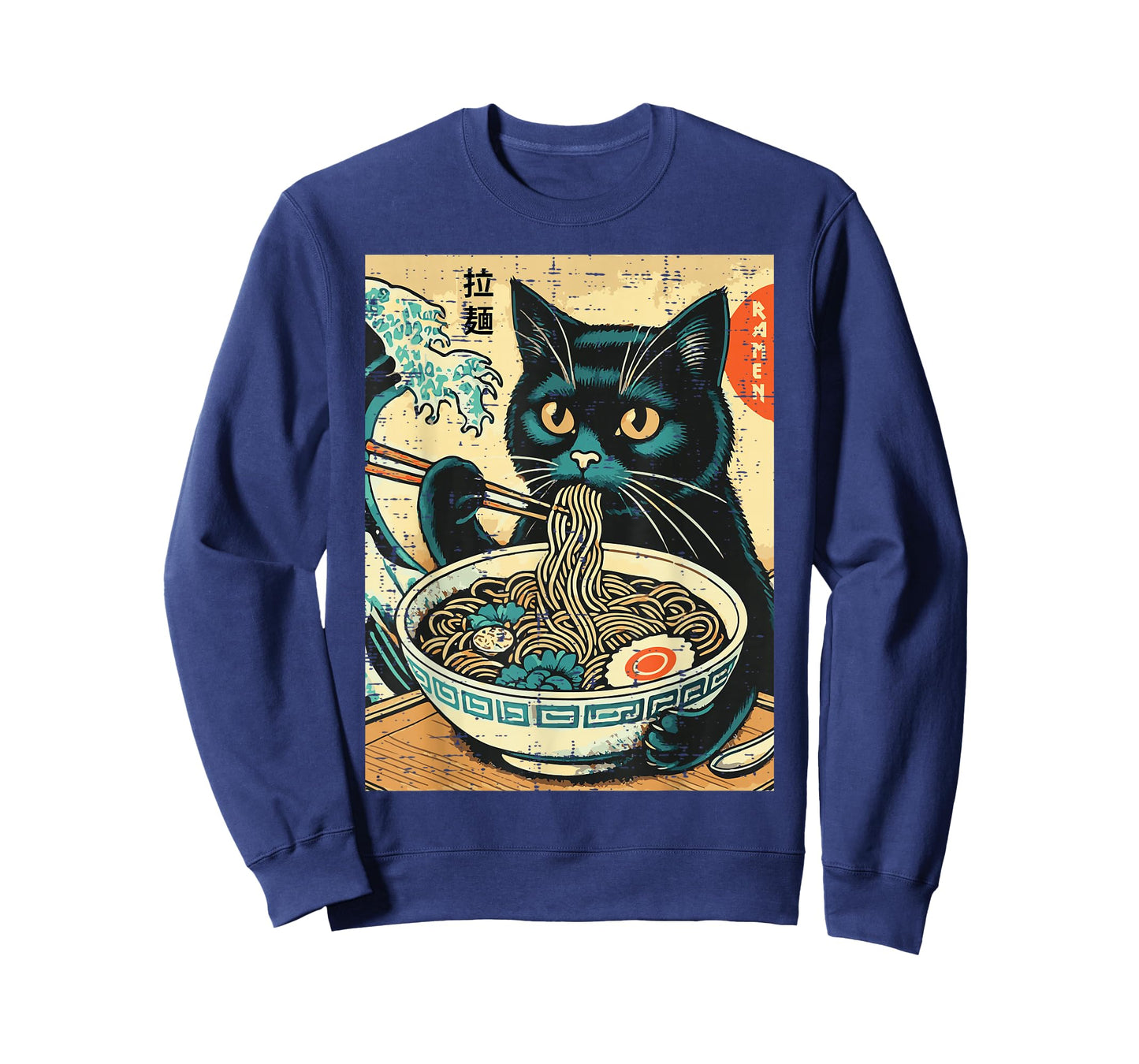 Japanese Cat Ramen Great Wave Vintage Art Food Men Women Kid T-Shirt