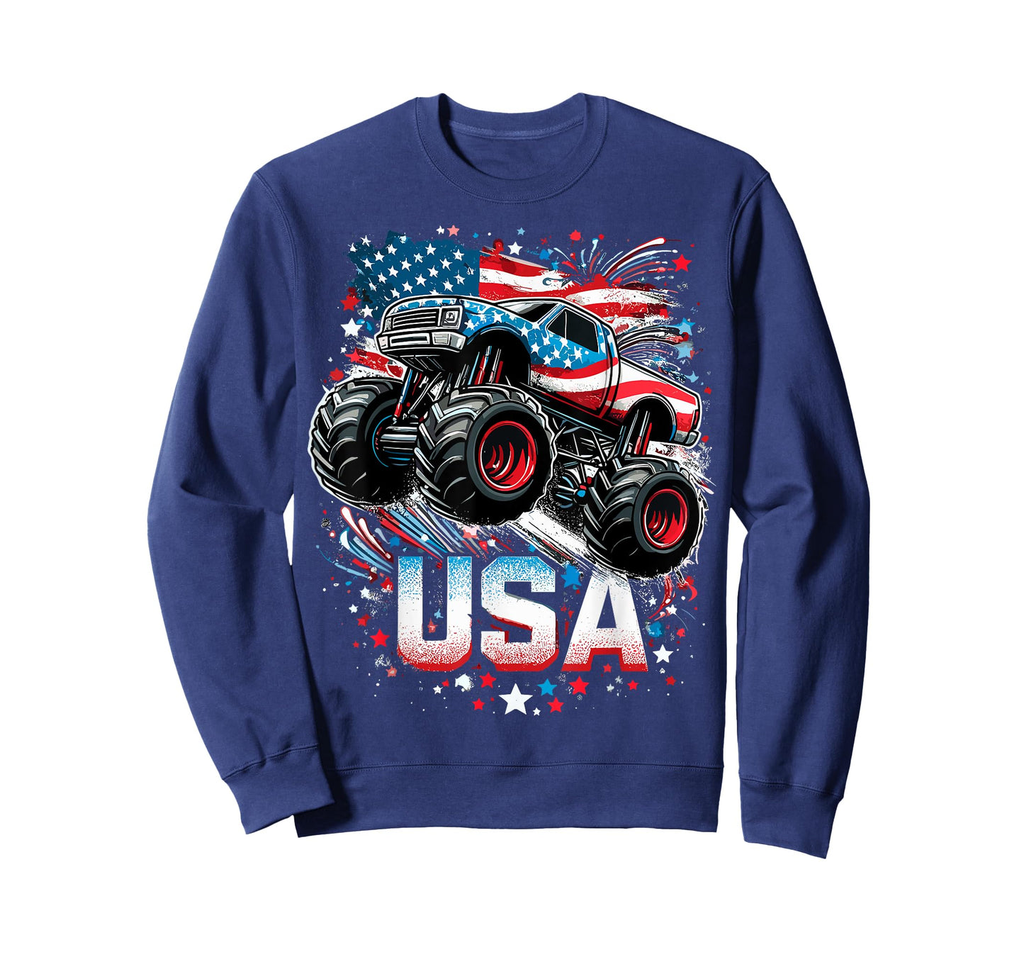 Monster Truck USA American Flag 4th Of July T-Shirt