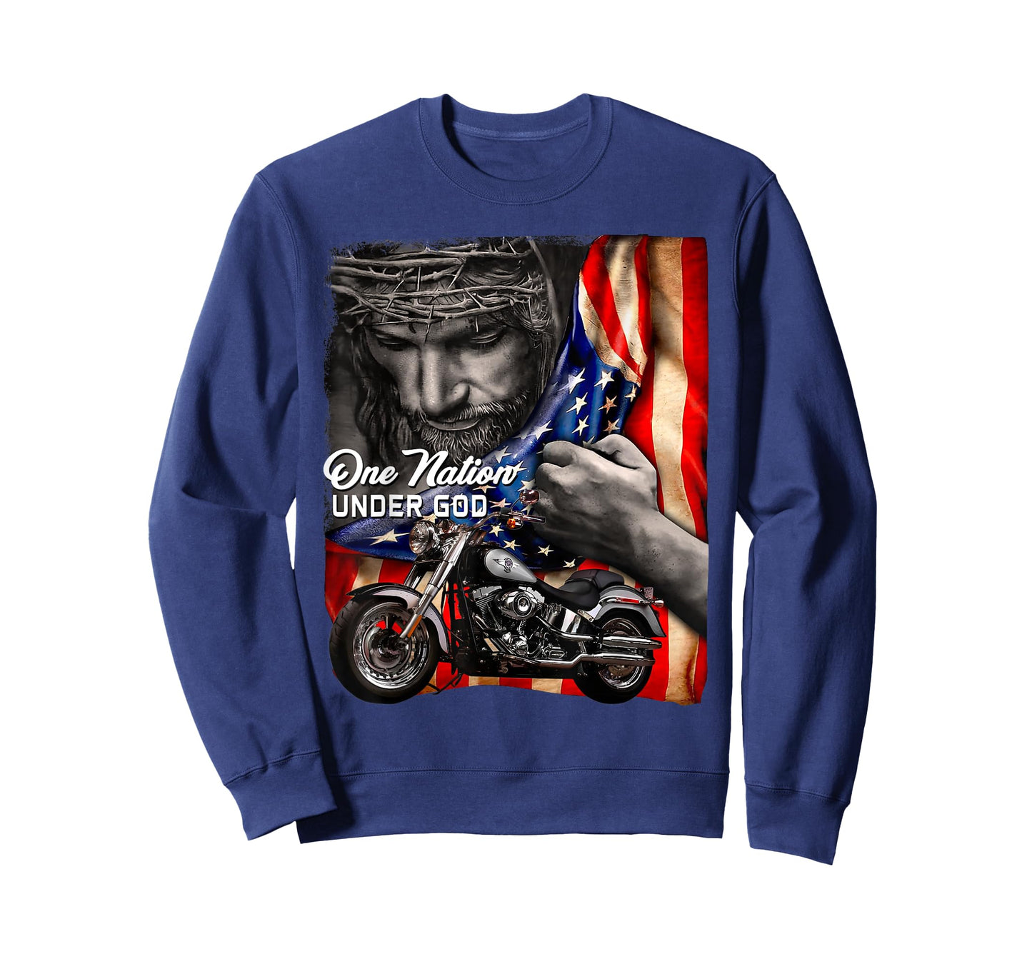 One Nation Under God Motorcycle Biker Flag Patriotic T-Shirt