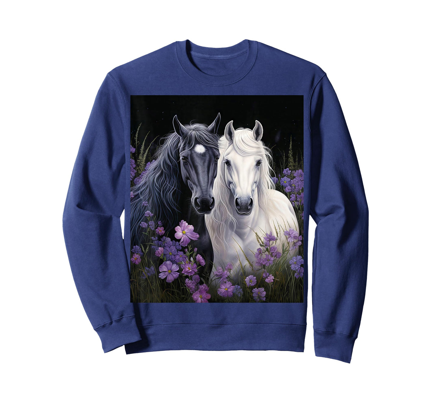 2 Horses standing in a meadow with flowers T-Shirt