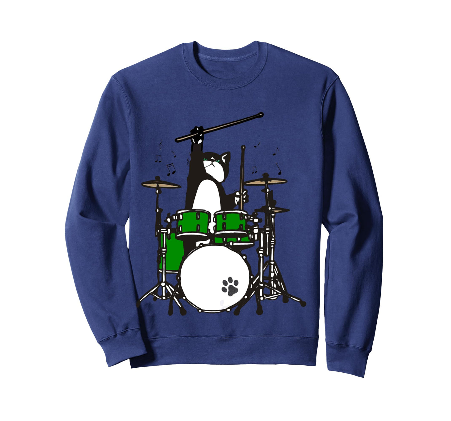 Funny Drummer Cat Playing Drums Musician Cat Shirt for Kids Long Sleeve T-Shirt