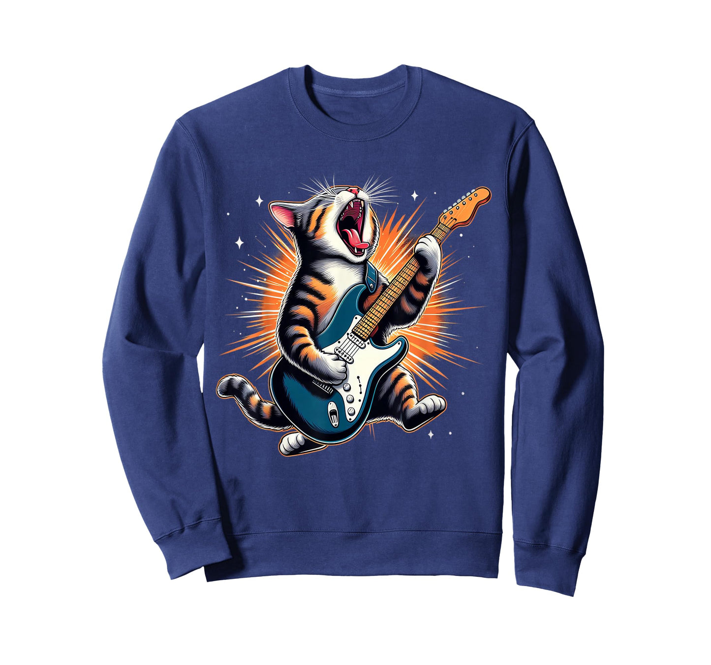 Cat Playing Guitar Rock Star Rock and Roll for Men Women Kid T-Shirt