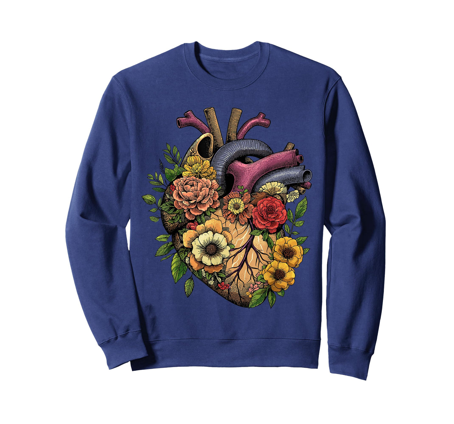 Anatomical Heart Shirt Floral Organ Cardiology Cardiac Nurse T-Shirt