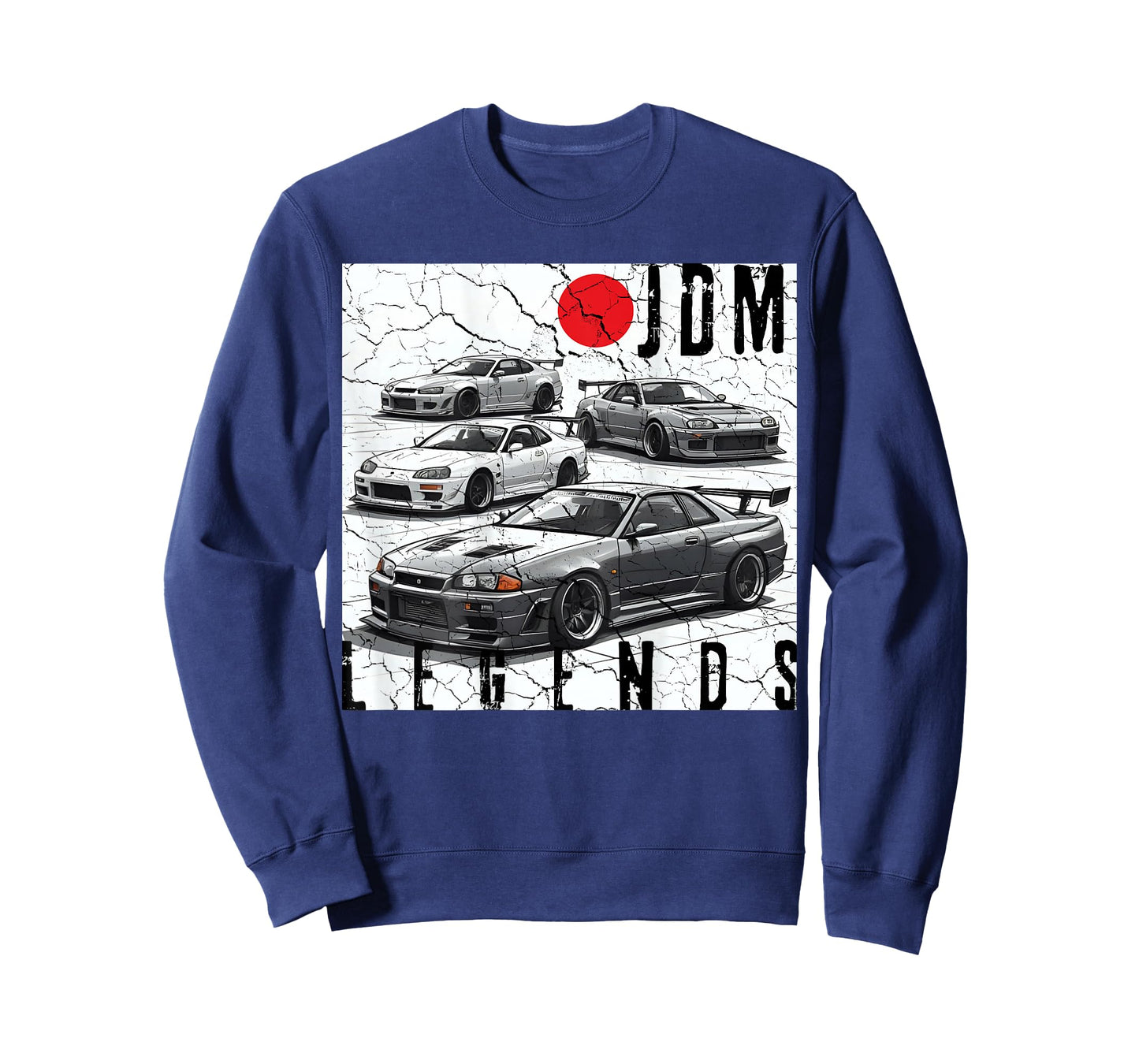 Backprint Distress JDM Legends Race Cars Japanese Flag Gifts T-Shirt
