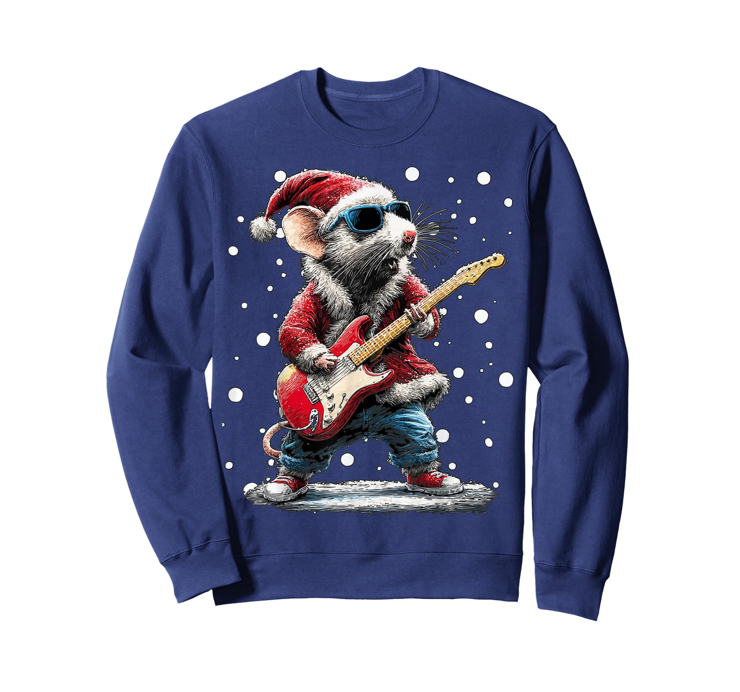 Christmas Rat Playing Guitar Funny Musician Animal Music T-Shirt