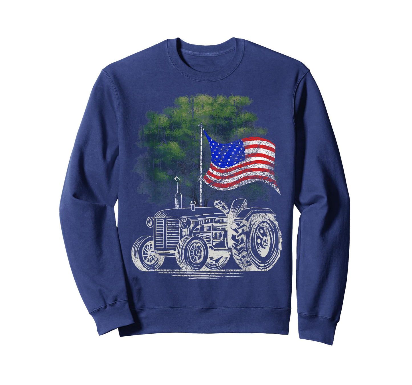 Vintage Farming Tractor American Flag Patriotic Farmer Farm T-Shirt Small