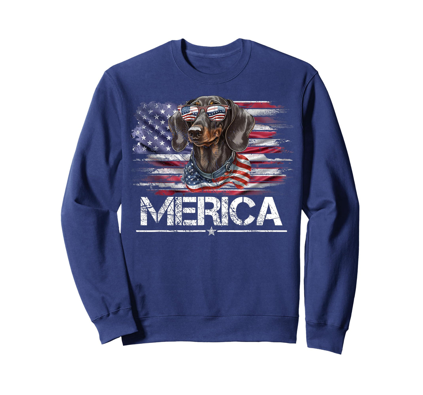 Vintage Dachshund Dog, Merica Weiner Dog USA Flag Funny Women Kids Men T-Shirt