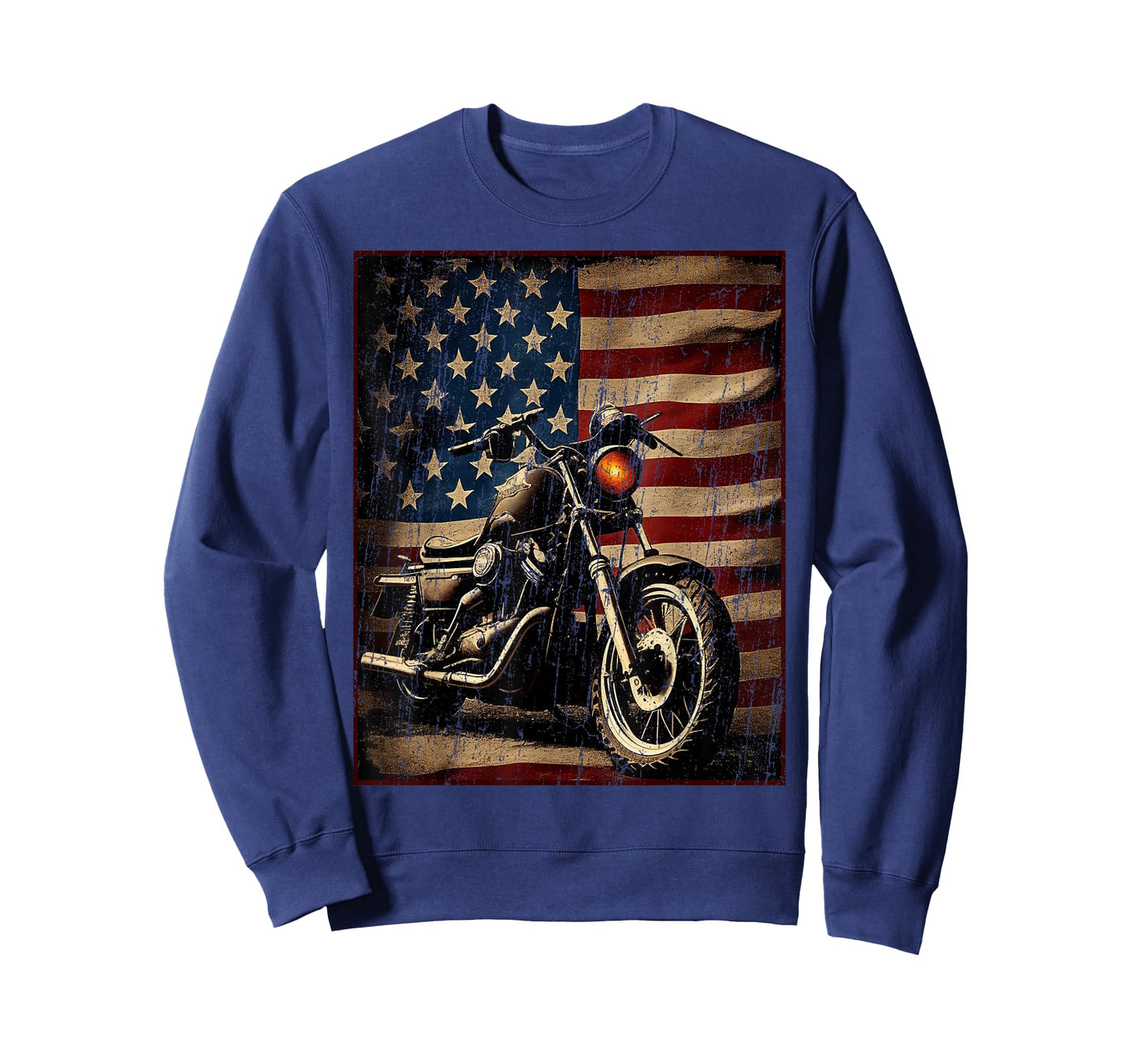 Motorcycle USA Flag Retro Biker T-Shirt