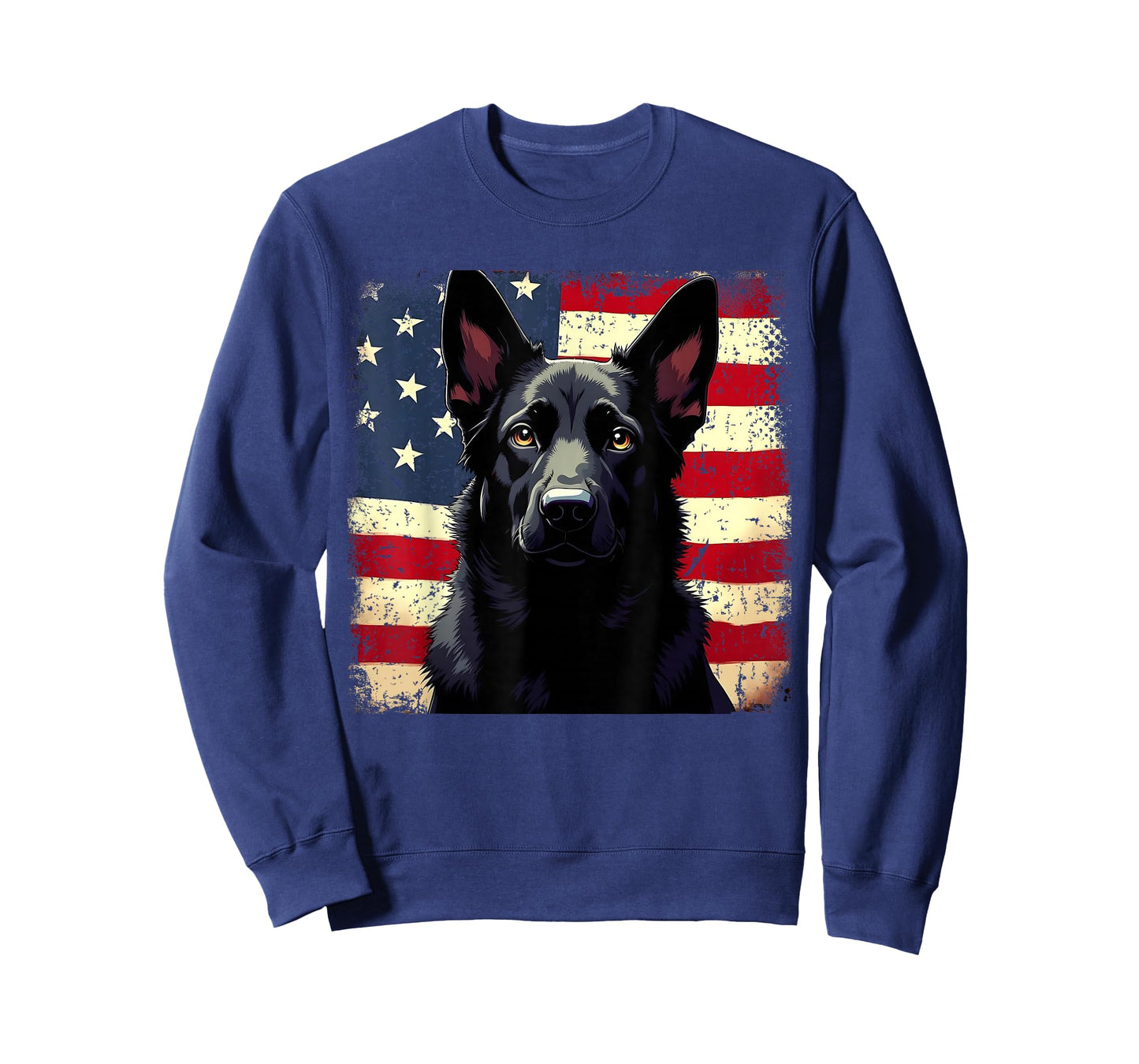 Patriotic Black German Shepherd USA American Flag Dog Lover T-Shirt