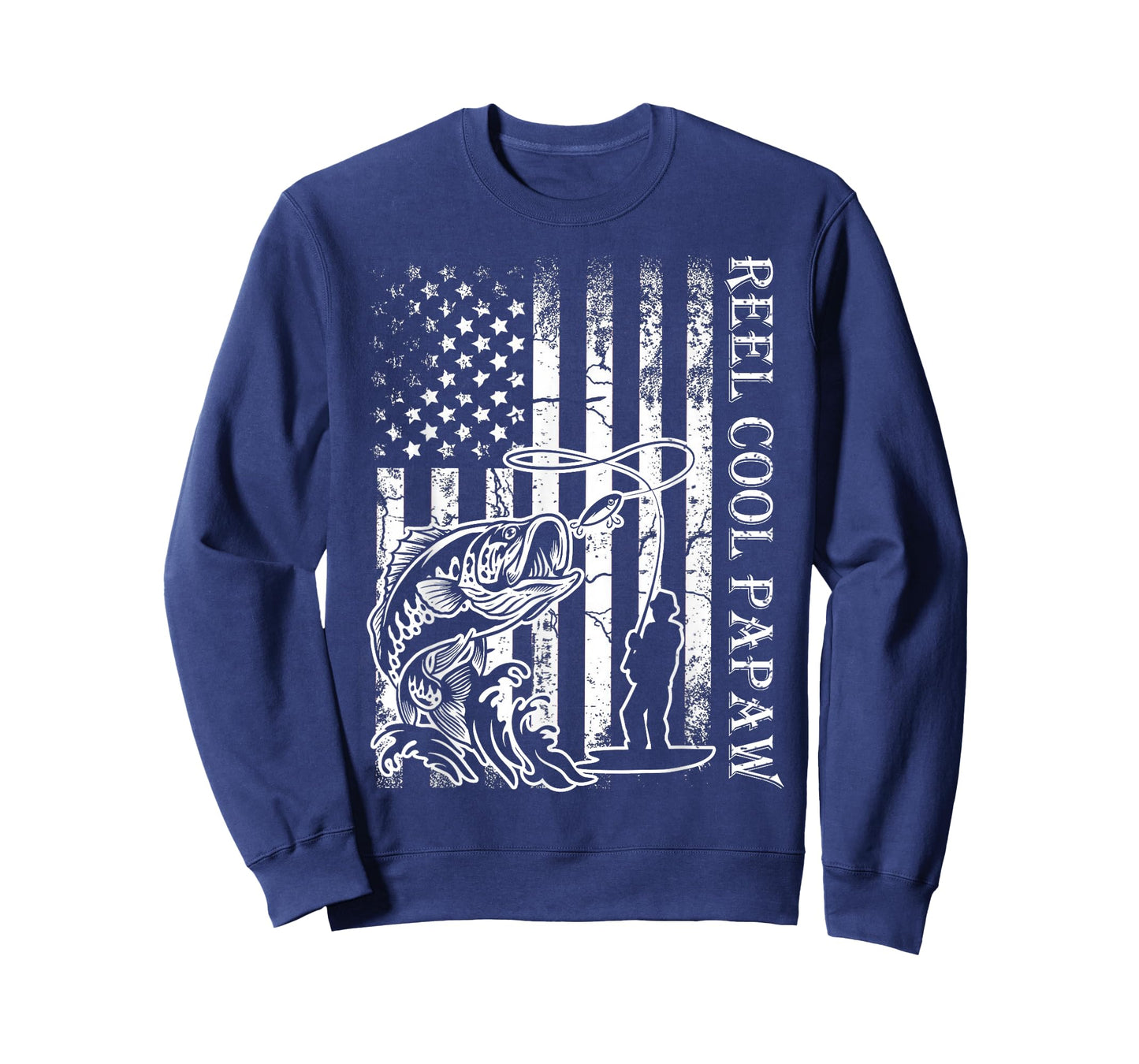 Fishing Reel Cool Papaw American Flag Fathers Day T-Shirt