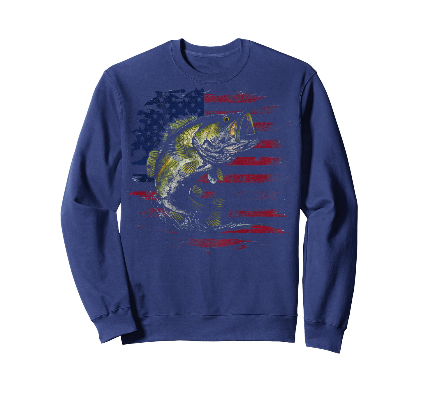 American Flag Camo Bass Fish Fishing Fisherman (on back) T-Shirt