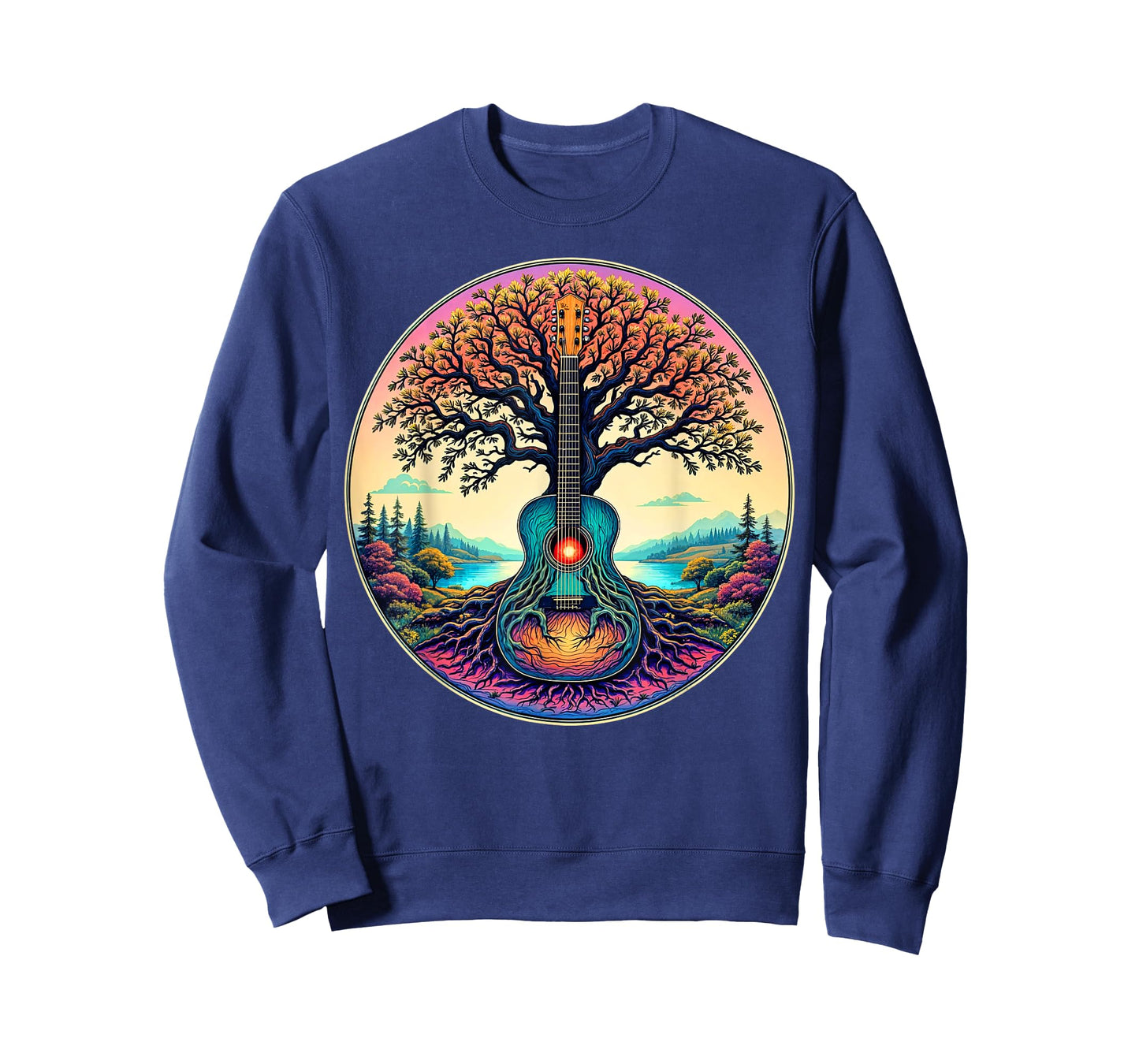 Acoustic Guitar Tree of Life Lake & Forest Nature Guitarist T-Shirt