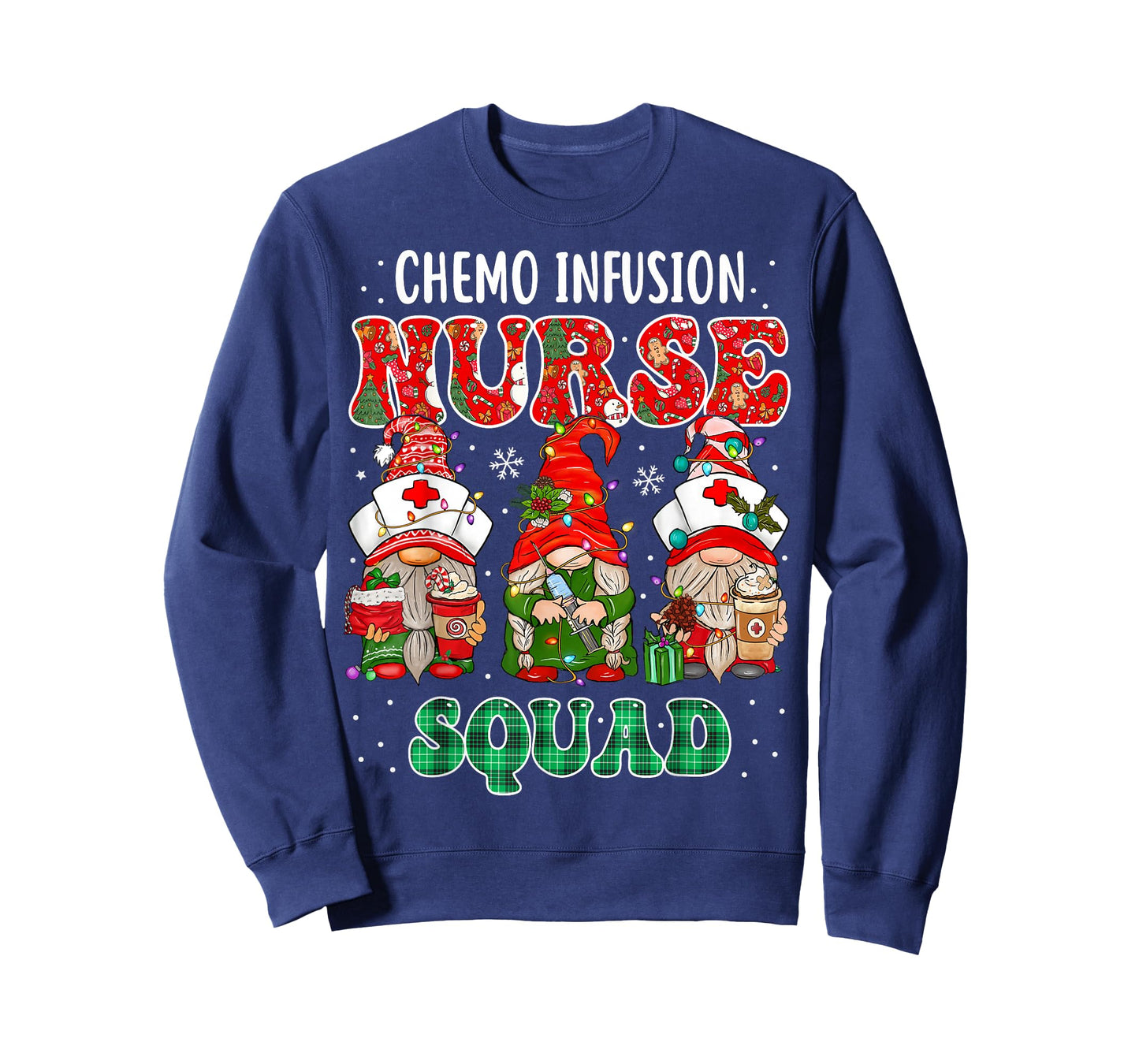 Chemo Infusion Nurse Cute Christmas Gnomes Oncology Nurse T-Shirt