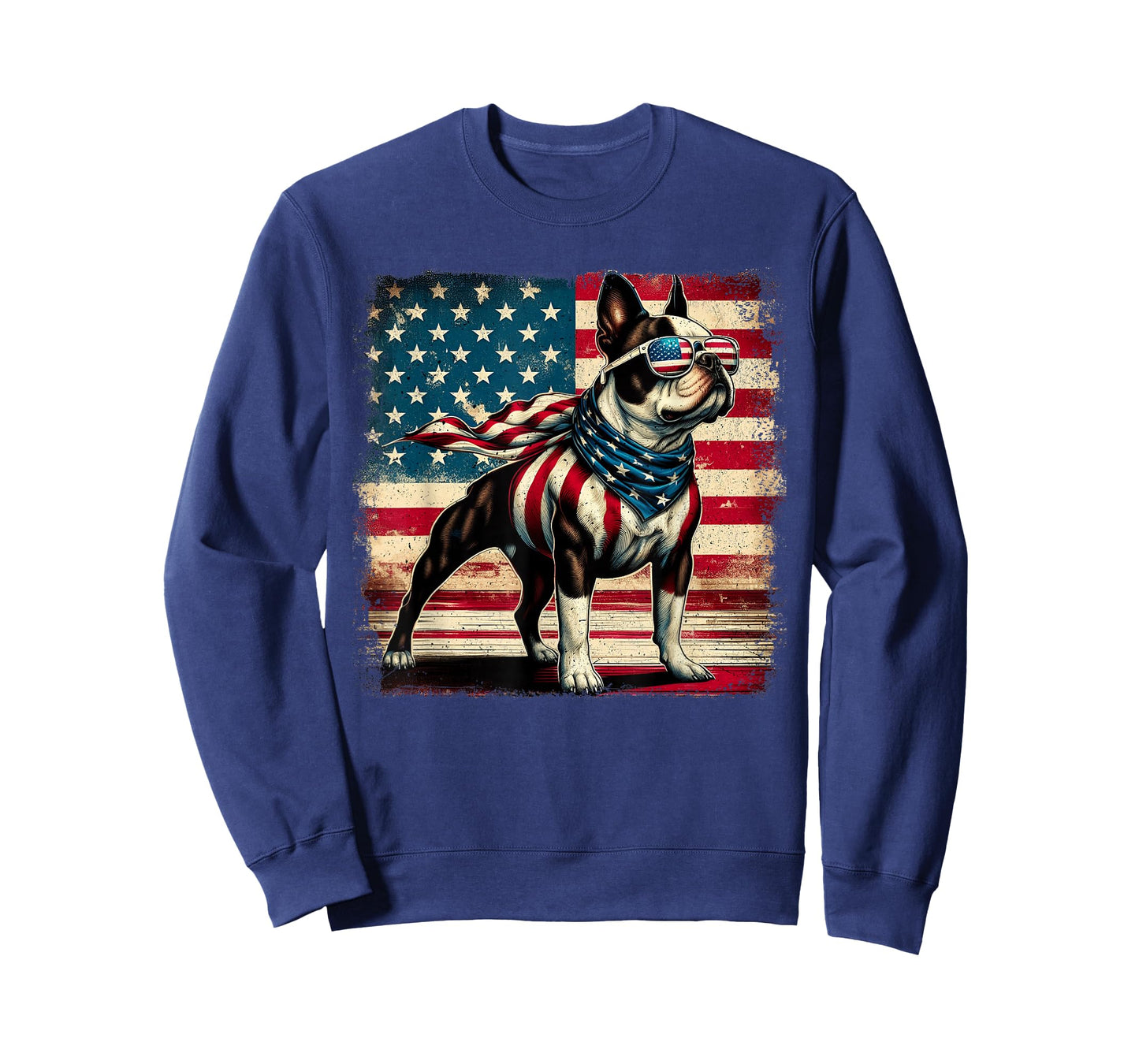 Boston Terrier Dog 4th of July USA American Flag Patriotic T-Shirt