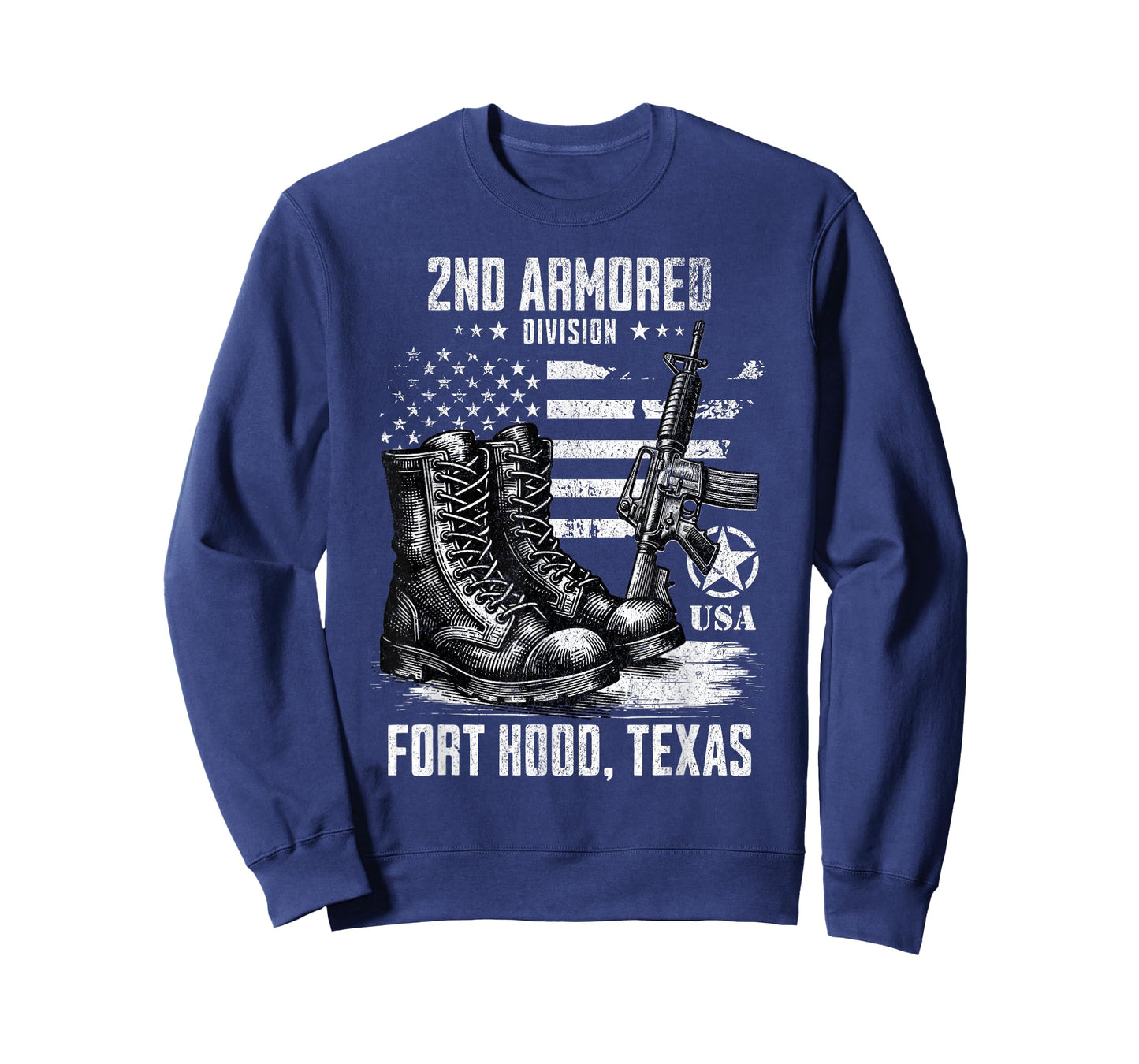 SoldierTees 2nd Armored Division Fort Hood Texas Military Veteran T-Shirt, Small, Black