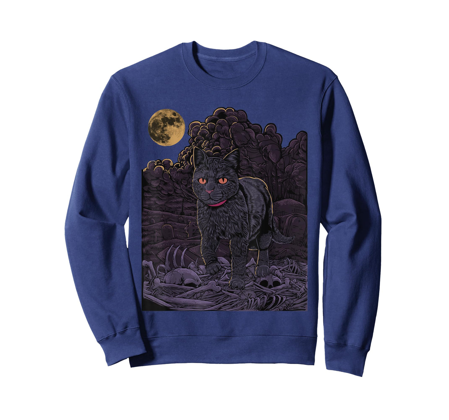 Evil Cat - Black cat in the cemetery - Gothic Cat T-Shirt for Men Women