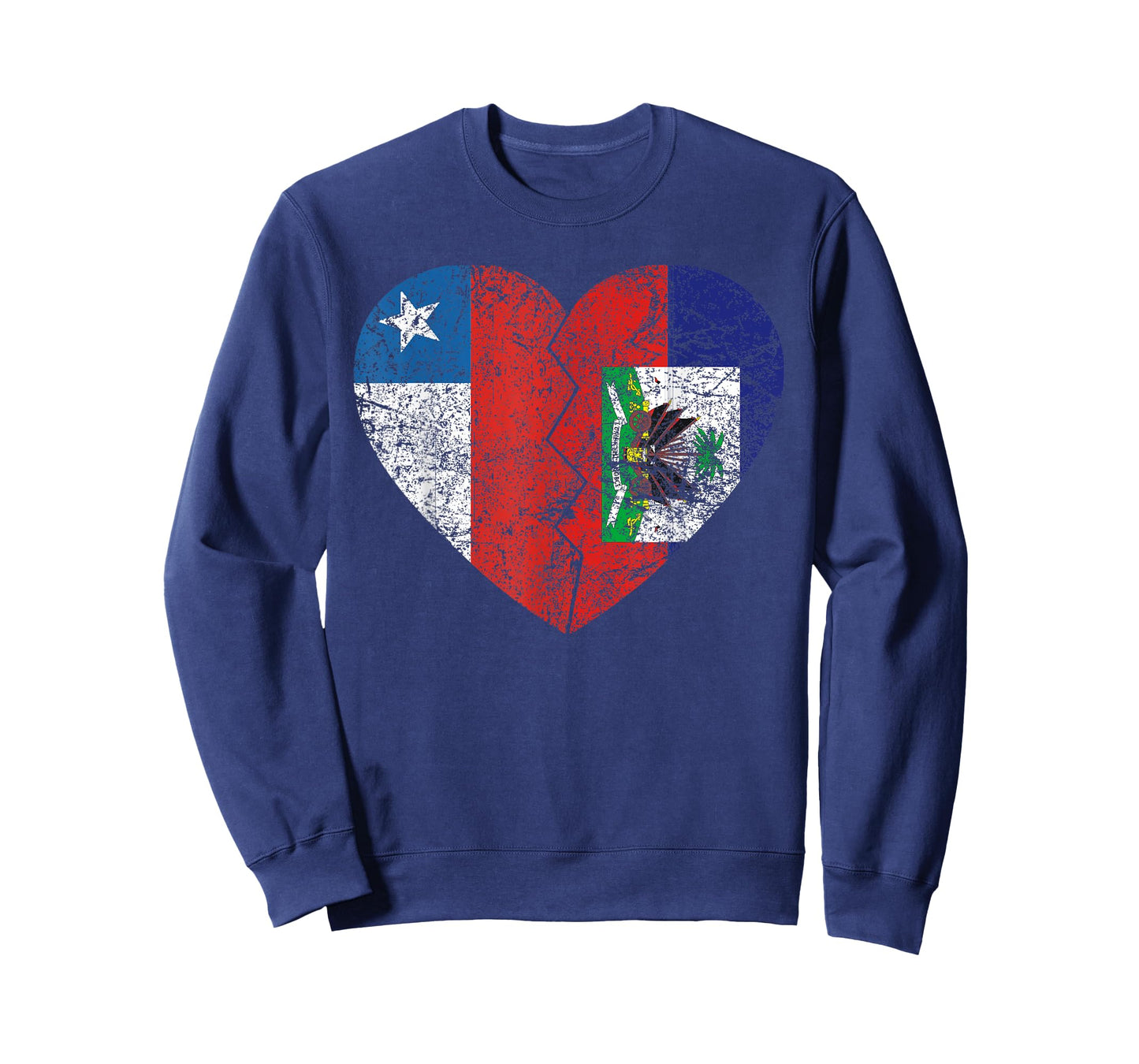 Haitian Chilean Flags Heart | Chile Haiti Roots Vintage T-Shirt