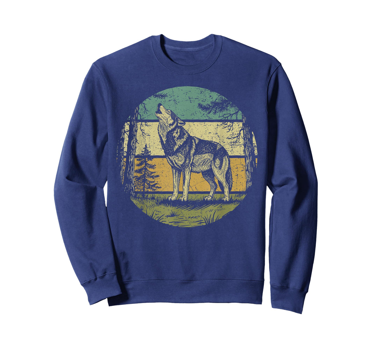 Retro Forest Wolf Outdoors Nature Women Men Vintage Graphic T-Shirt