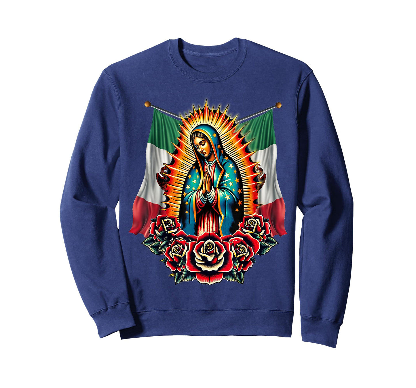 Our Lady Virgen De Guadalupe Virgin Mary Mexican Flag T-Shirt