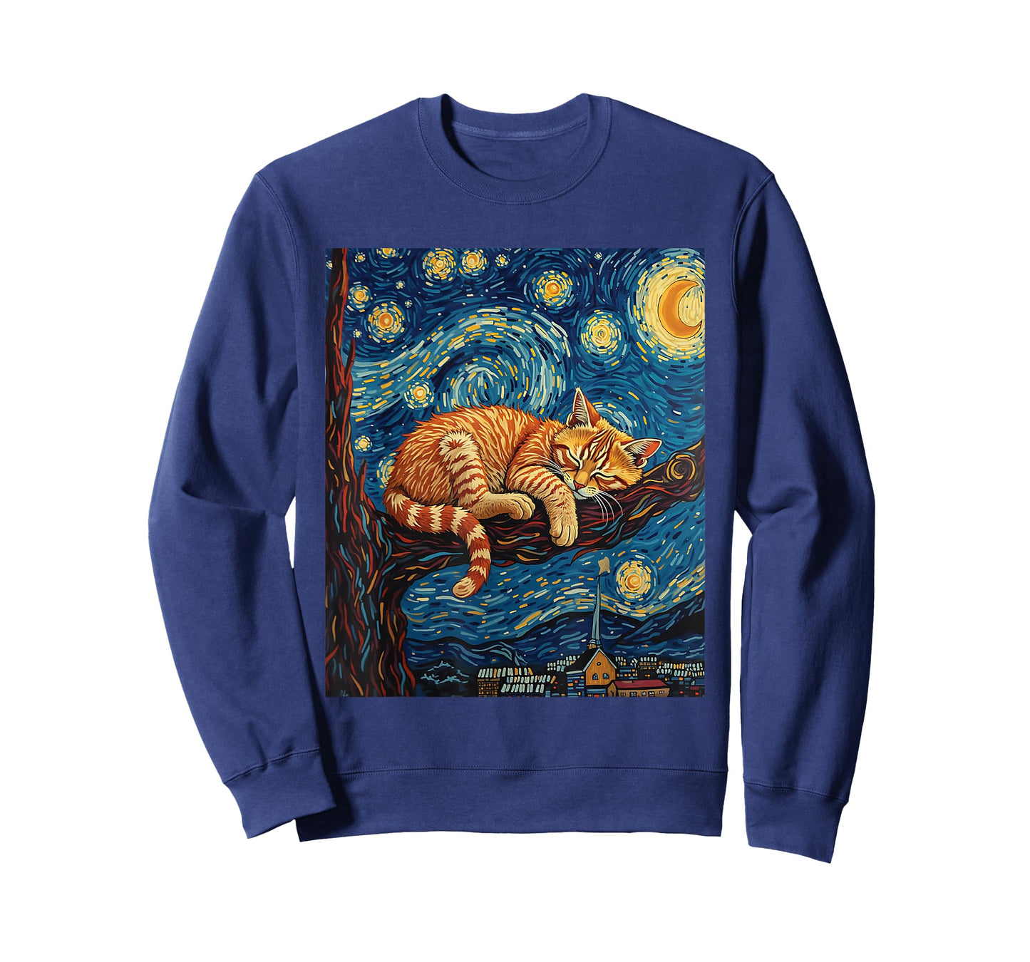 Charming Ginger Cat Van Gogh Starry Night Graphic Cat Lovers T-Shirt