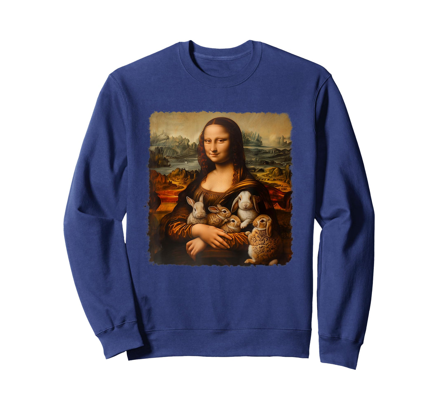 Mona Lisa With with Rabbits Funny Rabbit Art Painting T-Shirt