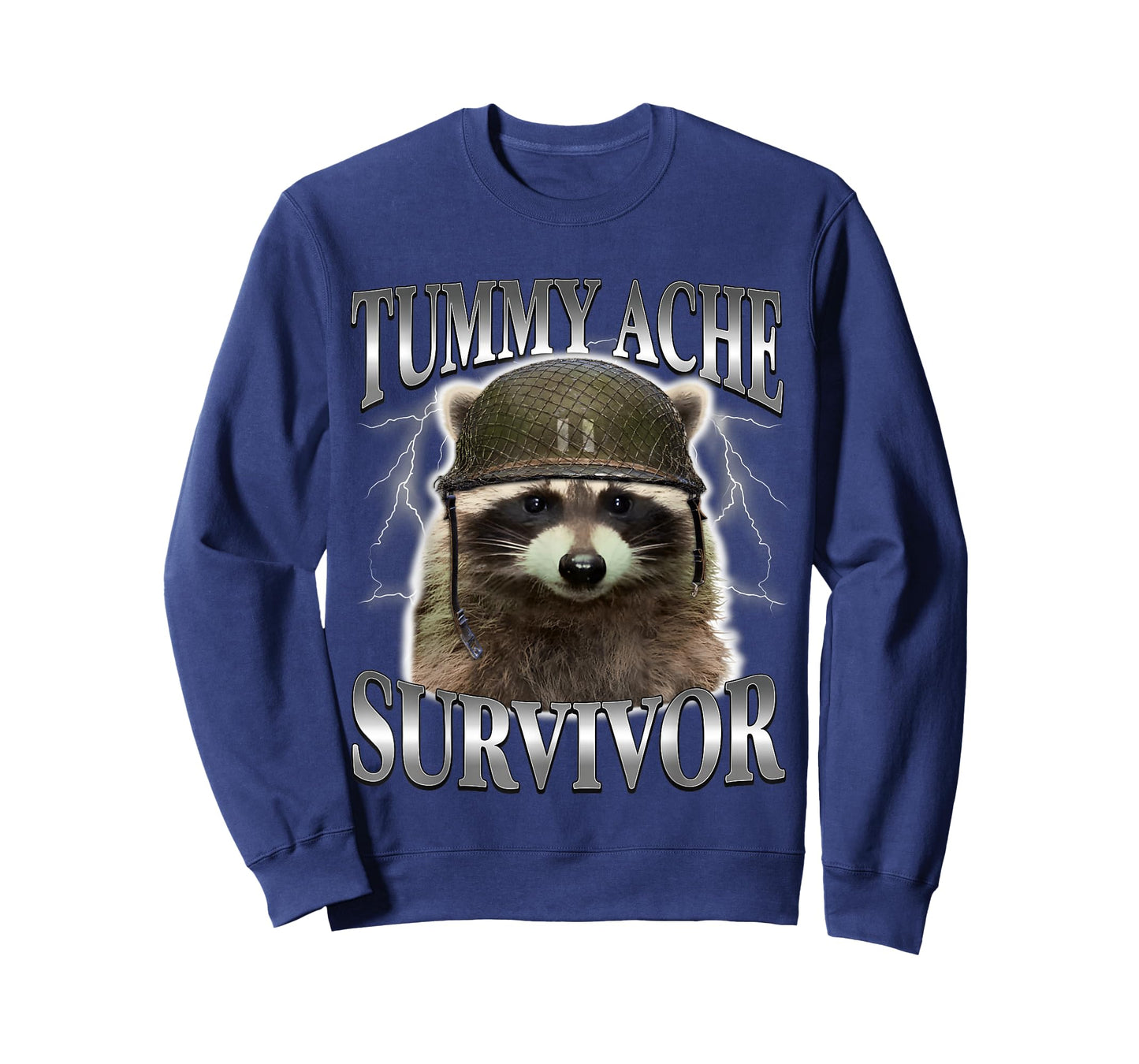 Tummy Ache Survivor Raccoon Funny Saying Cats Meme T-Shirt