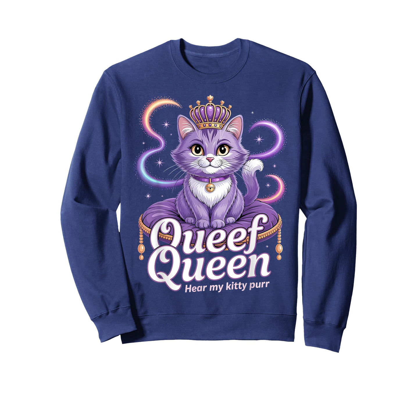 Funny Purple Queen cat Dirty Joke Kitty Purr Rude Cat Meme T-Shirt
