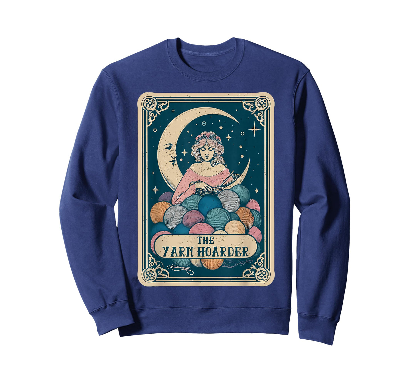 Vintage Gothic Tarot Card Yarn Hoarder Knitter Crochet Lover T-Shirt