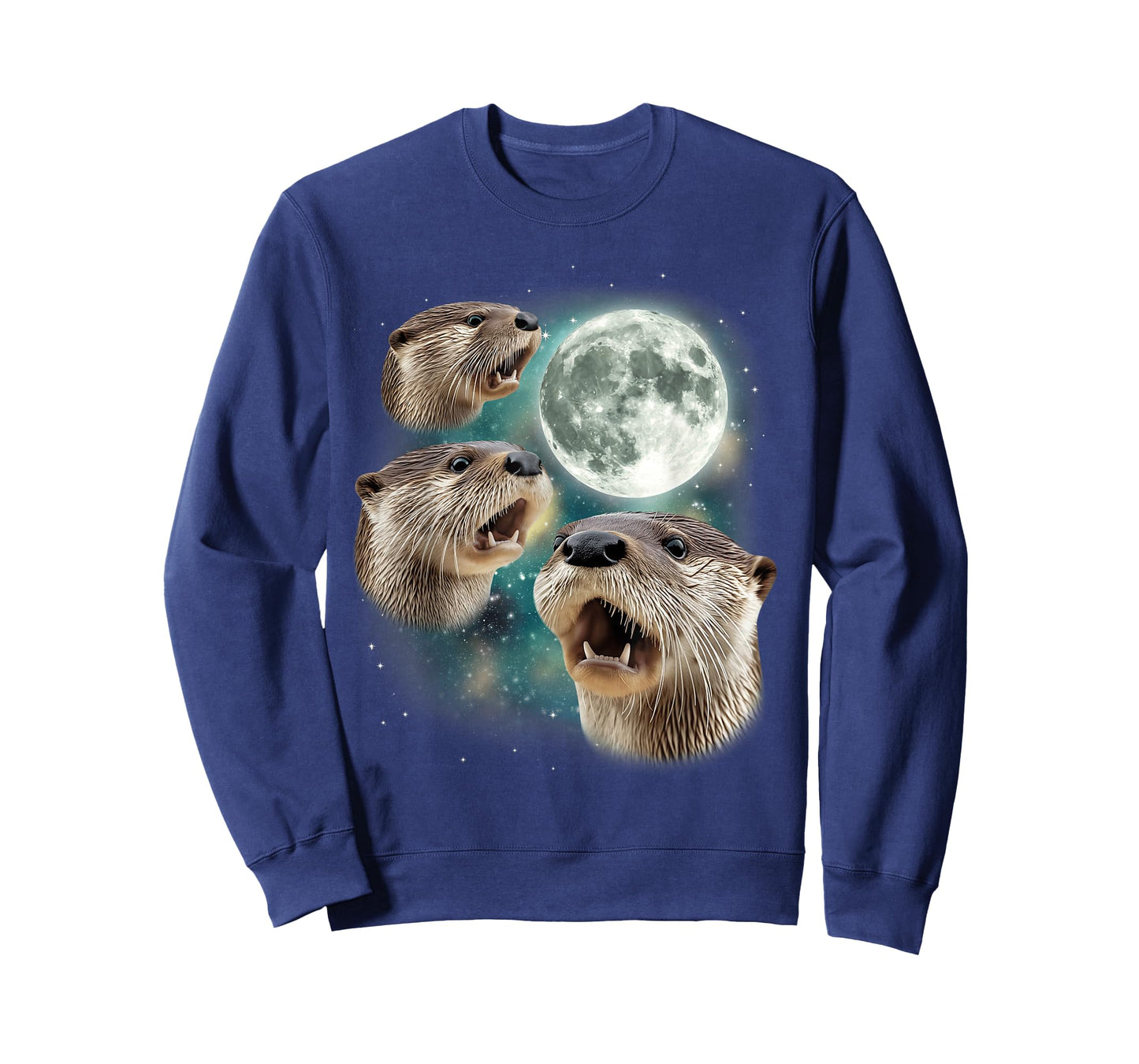Three Otter Moon | 3 Otter Funny Weird Cursed Meme T-Shirt
